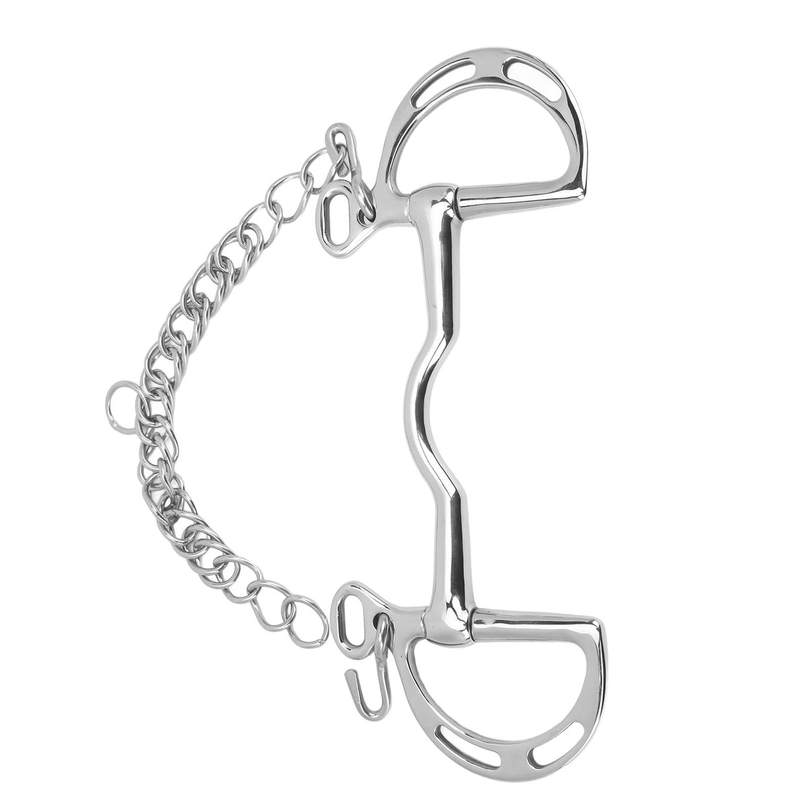 Bocado para caballos Bocado redondo de acero inoxidable en forma de D for caballo, bocado de filete, control de cadena, bocado de 135 mm