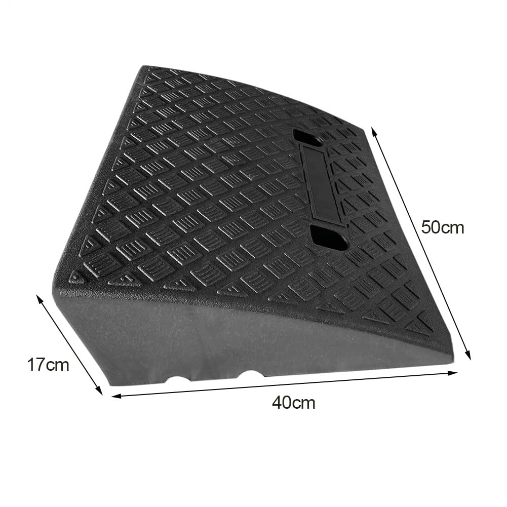 Rampa de acera portátil, para Silla de Ruedas para Coche, Moto | Silla de Ruedas, Andador, 50 × 40 × 17 cm, Negro