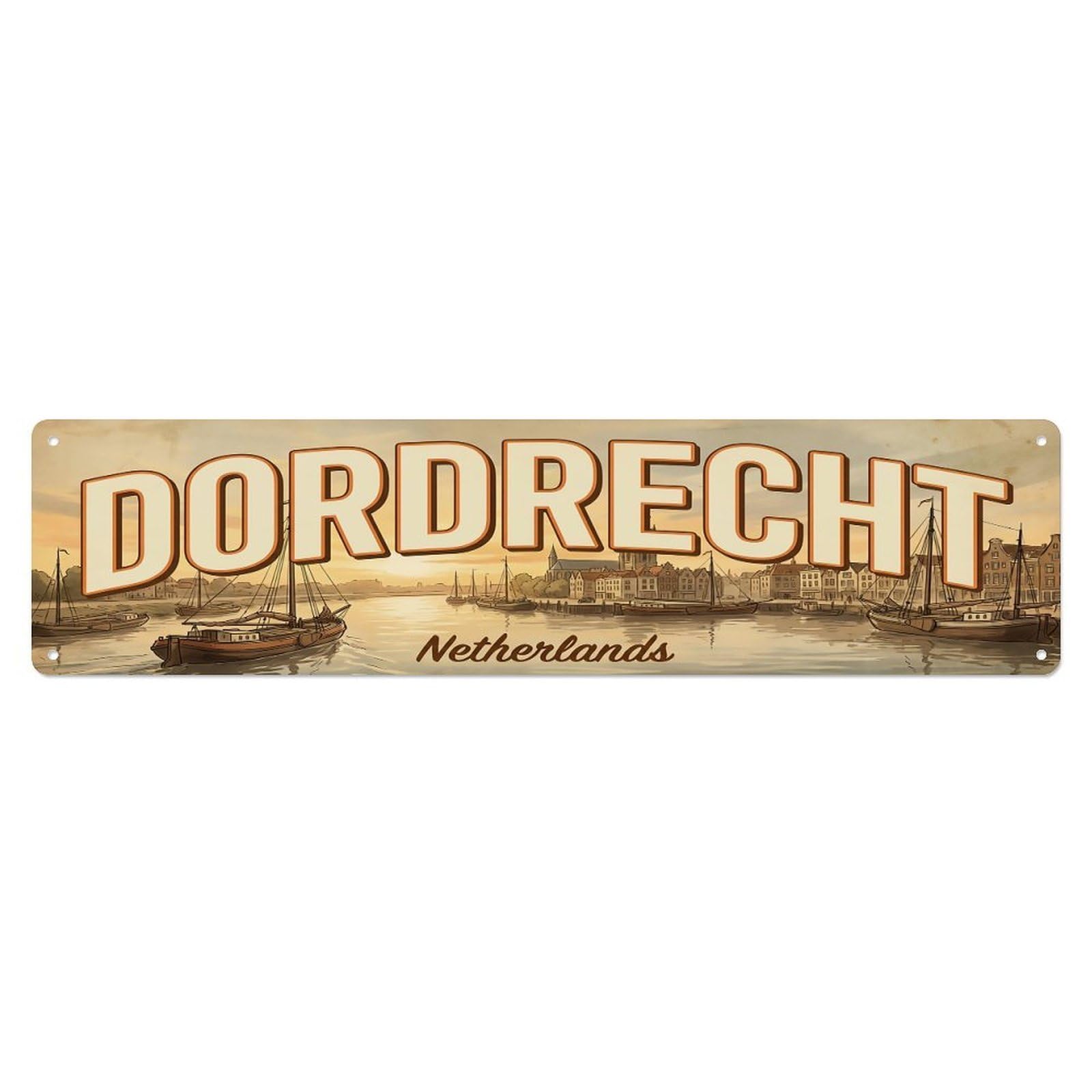 Vintage Travel Netherlands Dordrecht Metal Tin Sign