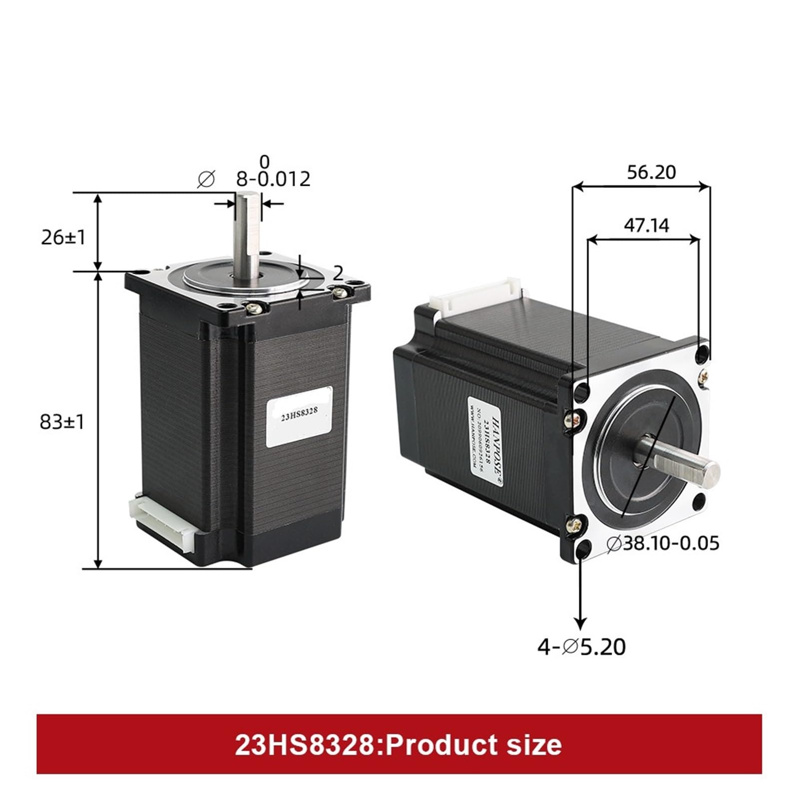 Nema 23 Schrittmotor 2,8 A 220 N.cm 4-Leiter 57 mm Flansch Schrittmotor for Schneckenradkantenmaschine 23HS8328 Schrittmotor 24 V
