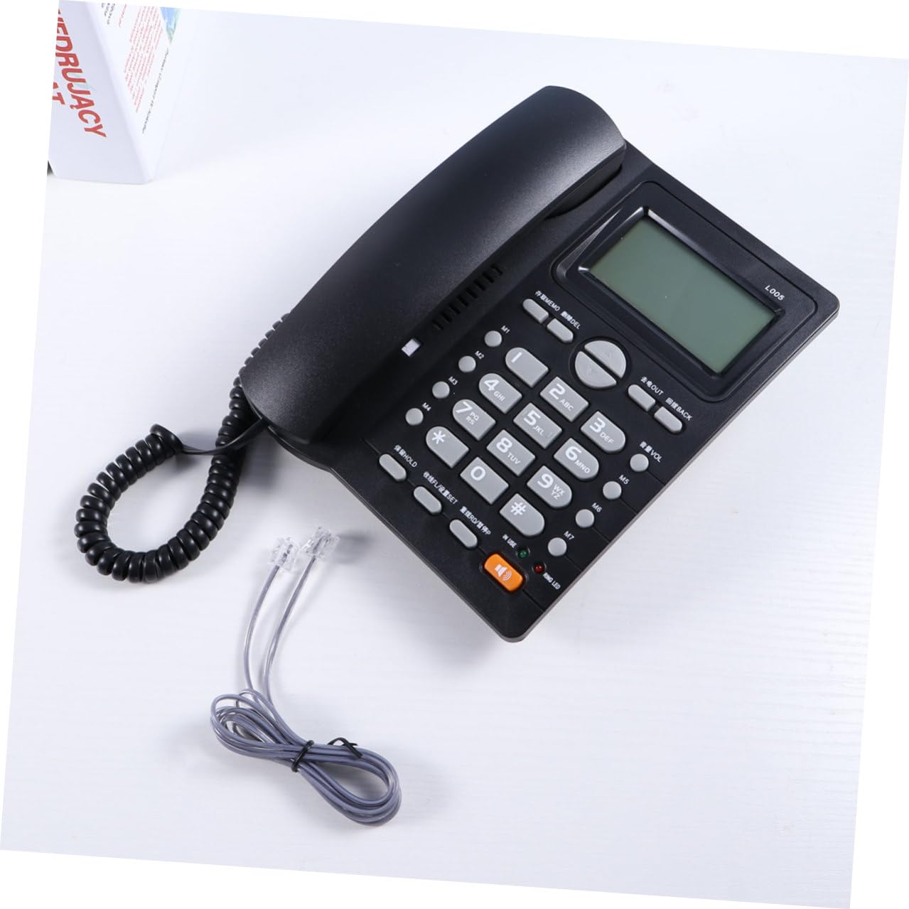 HEMOTON Telefono Fisso da Ufficio Business Nero in Plastica | Display Data e Settimana in Reale, Memoria Musicale Integrata, per Negozio e Ospedali