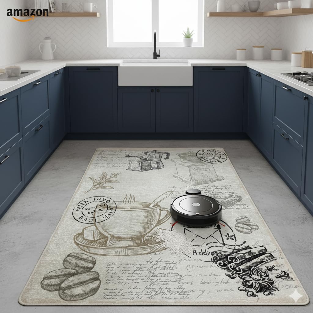 miqna Vloerkleed, modern keukentapijt, gel, loper, keukenloper, grijs, wit, zwart met antislip vloerpatroon met opschrift Coffee Macchiato (Bahia, 120 x 180 cm miqna Vloerkleed, modern keukentapijt, gel, loper, keukenloper, grijs, wit, zwart met antislip vloerpatroon met opschrift Coffee Macchiato (Bahia, 120 x 180 cm