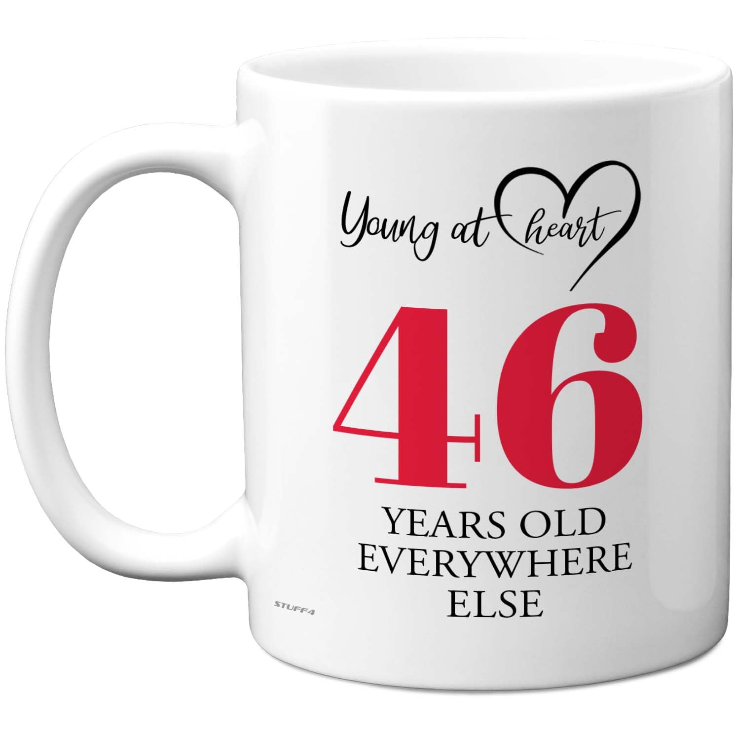 46th Birthday Gifts for Women Men, Cheeky Novelty Mug Young at Heart, Gag Joke Gifts, Perfect Funny Mugs for Forty-Six Forty-Sixth Birthday Present, 11oz Ceramic Coffee Mugs