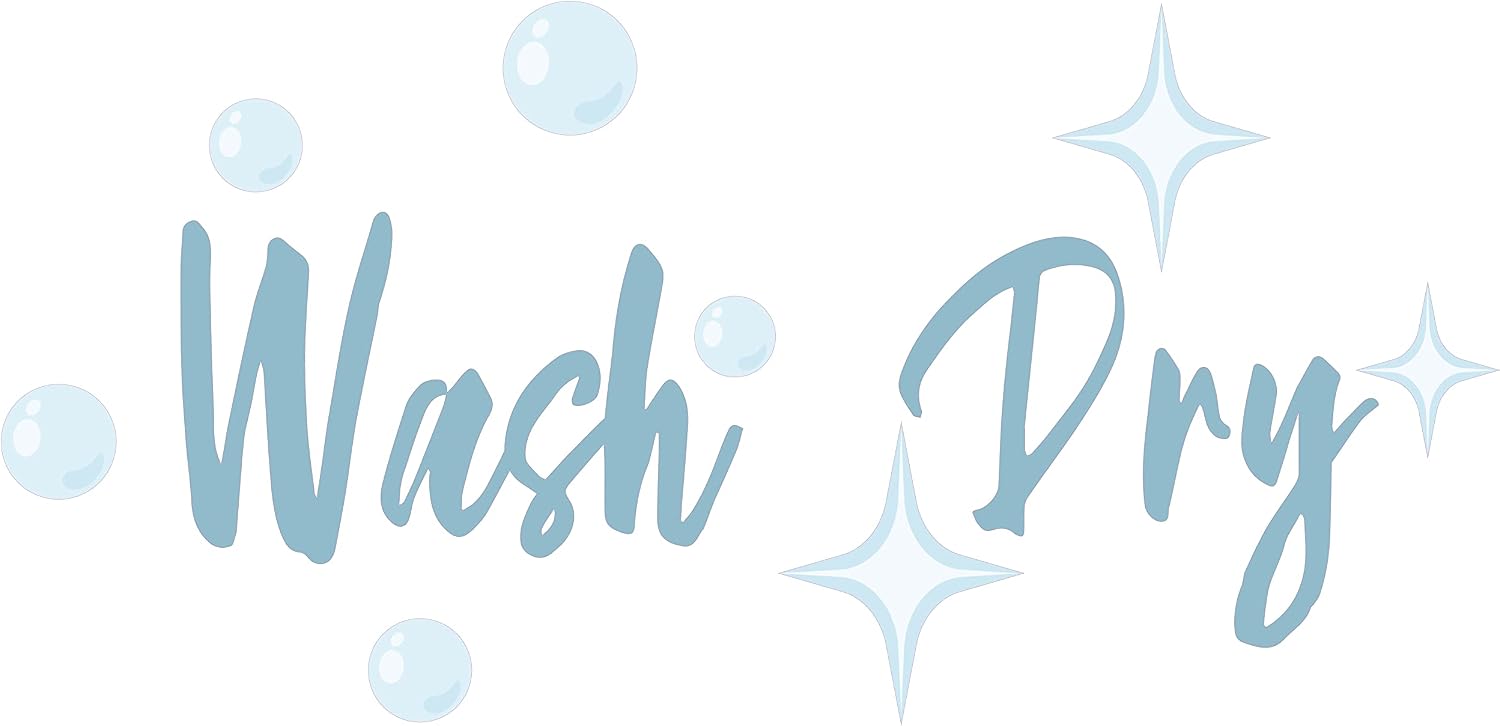 Wall Decal: Wash and Dry Stickers for Laundry Machines Vinyl - Washer and Dryer Combo with Sky Blue Bubble and Popped Designs for Laundry Room - 10" x 10"