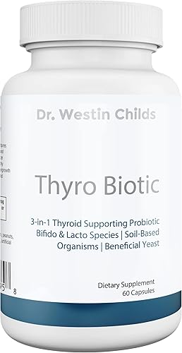 DR. WESTIN CHILDS Thyro Biotic  Probiótico de apoyo tiroideo 3 en 1 con organismos a base de suelo, levadura beneficiosa, bifido y lacto. Suministro
