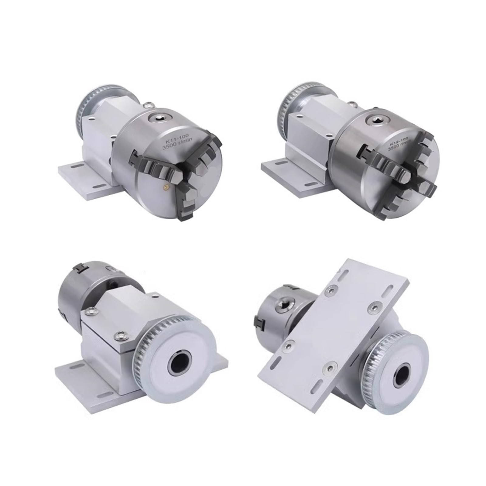 Precyzyjny uchwyt 3-szczękowy 100 mm i 4-szczękowy uchwyt 80 mm do routera, stolarki, maszyny do znakowania laserowego, osi obrotowej i maszyny do koralików(100 No Chuck)