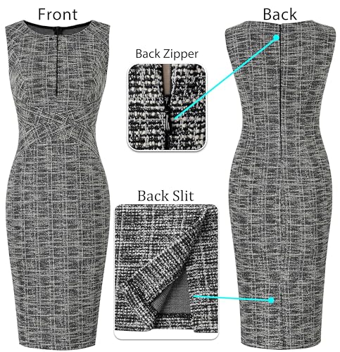 Image of VFSHOW Womens Front Zipper Work Business Office Bodycon Dress Elegant Professional Career Church Party Pencil Sheath Dress