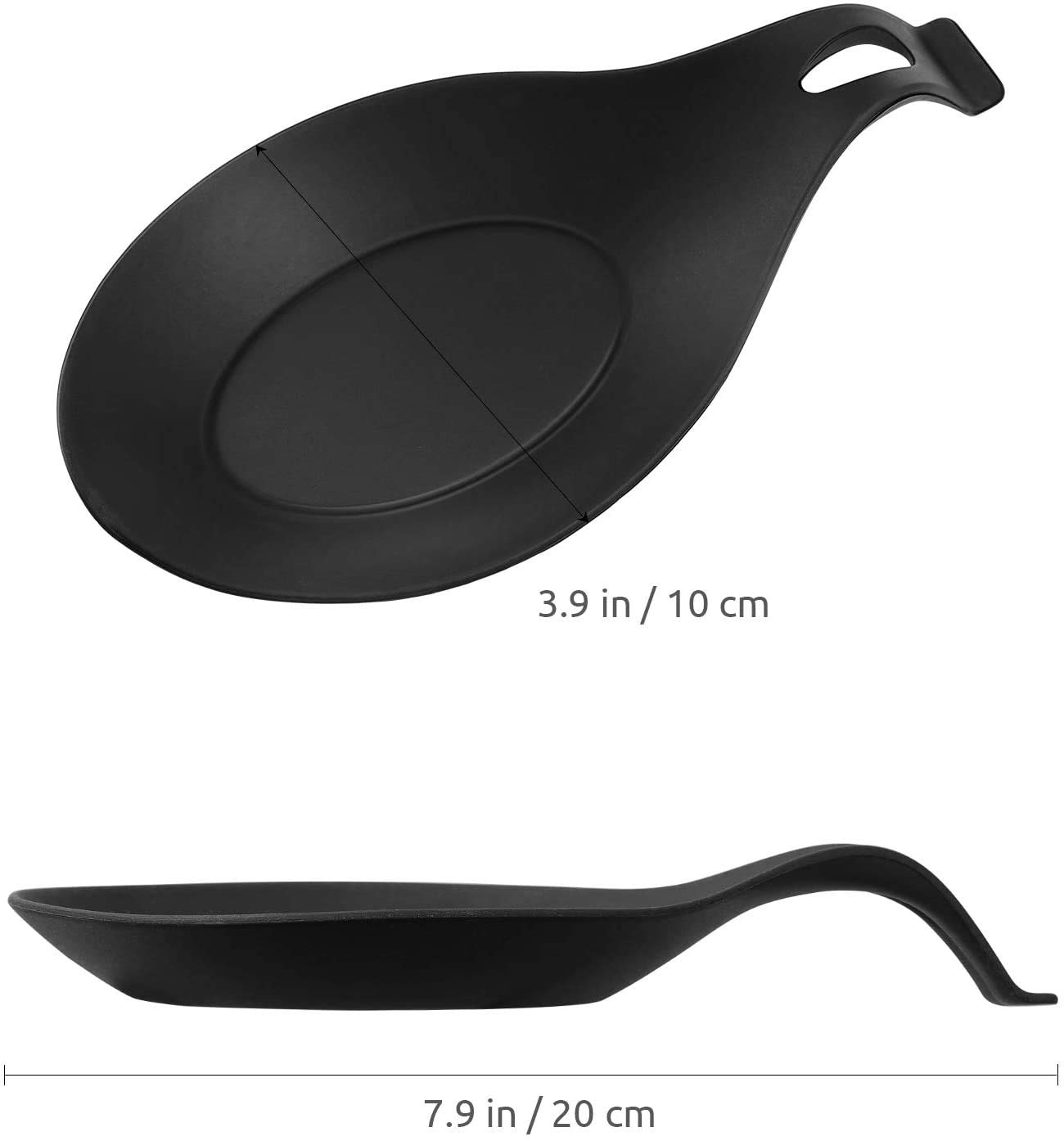 VICMAT 2pcs Black Silicone Cooking Spoon Rest Tray Almond Shape Heat Resistant Kitchen Utensil Holder Ladle Shelf - Image 3