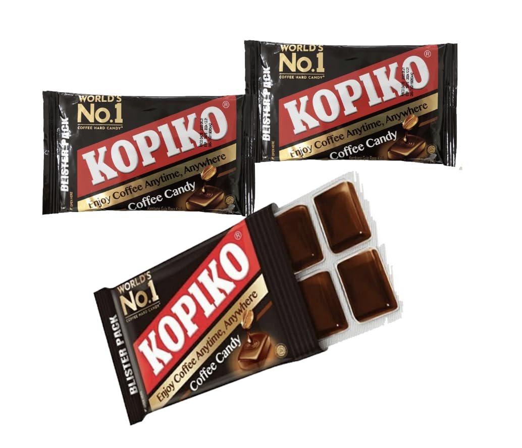 Kopiko Lote de 5 caramelos de café, dulces, en blíster clásico, 32 g