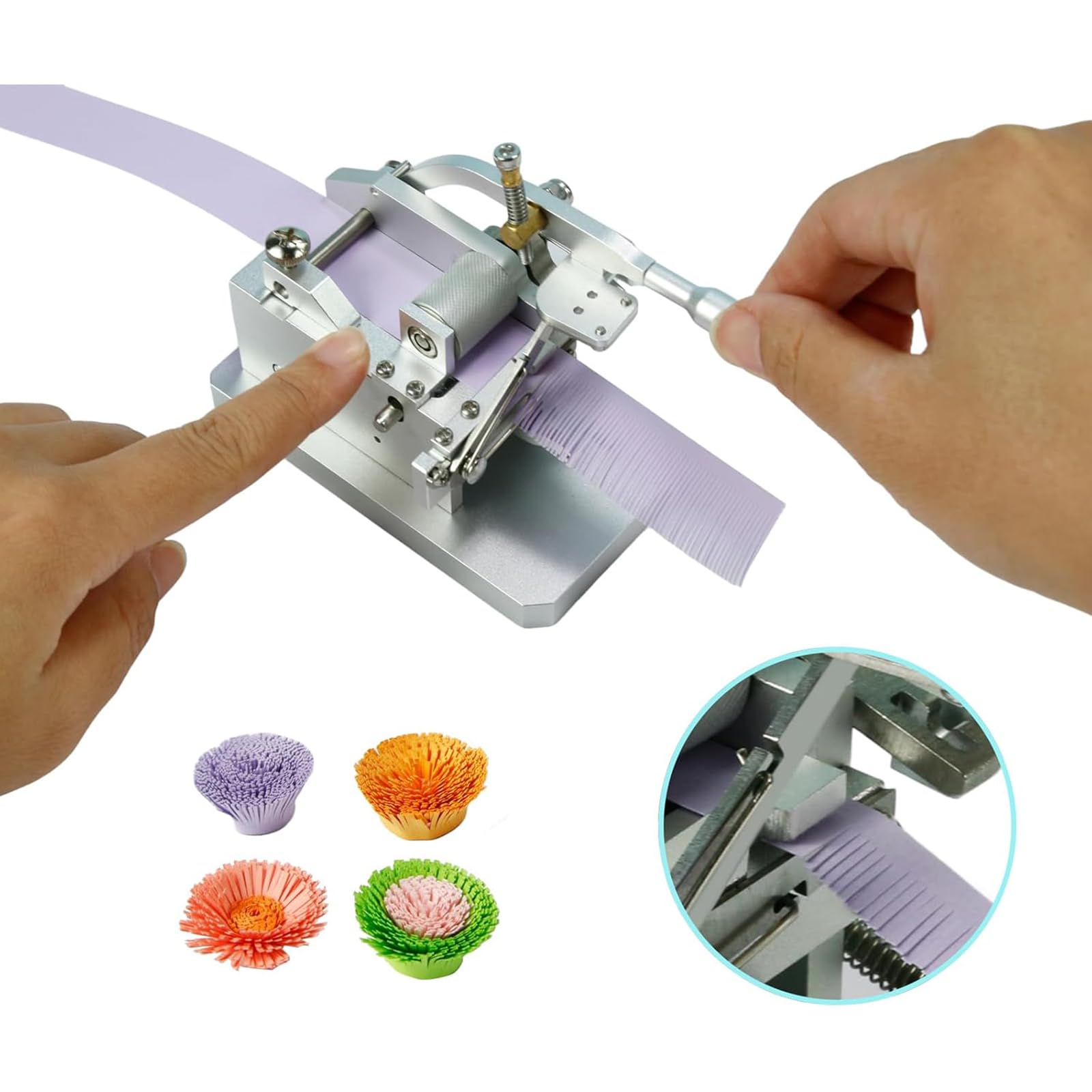 Outil de coupe de pompons pour quilling, machine à fringer, coupe de style ciseaux avec technologie d'alimentation en papier, coupe des bandes de 5 mm à 20 mm pour la création de fleurs et de pompons