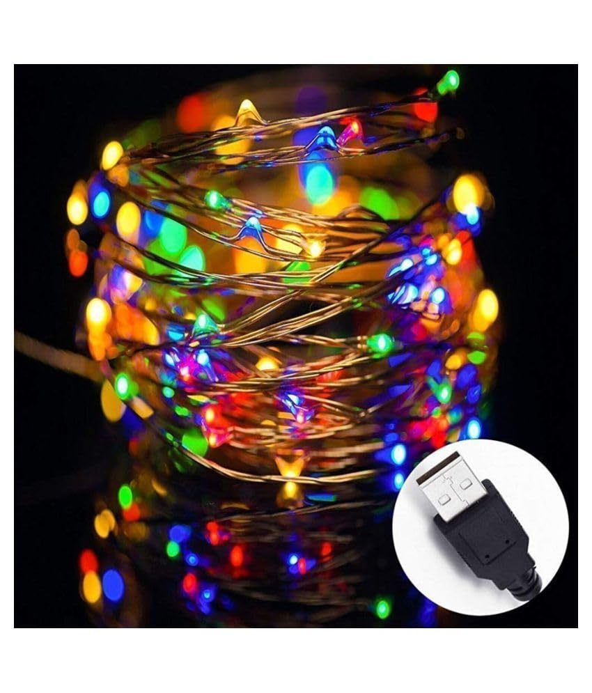 Image of 18 Feet USB Powered Operated Led Strip Light Home Decor LED Multicolor for Indoor Outdoor Decoration Diwali Birthday Party Christmas Navratri Valentine Home Decoration Pack of 1 Piece
