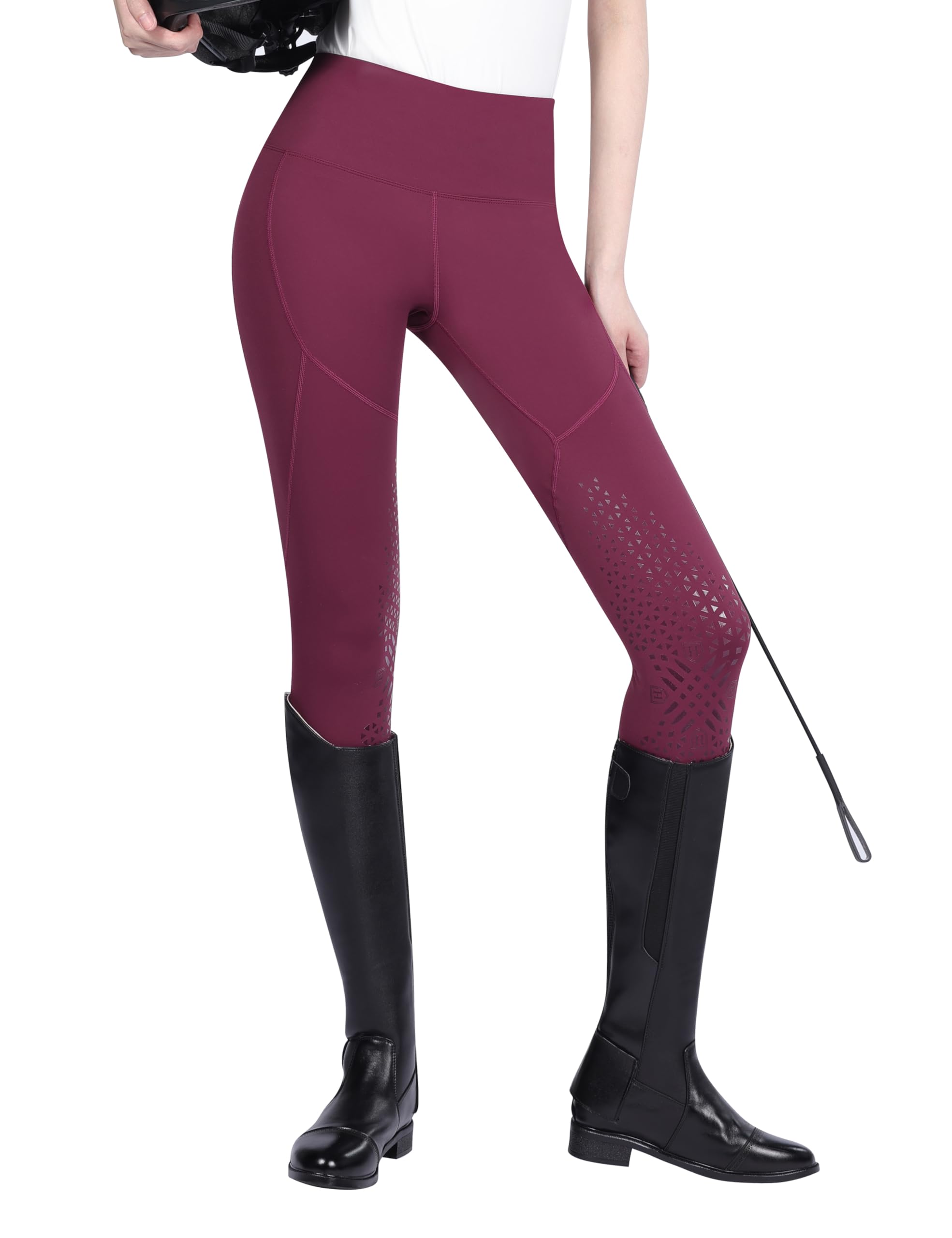 Harrison Howard Women's Riding Pants Knee-Patch Schooling Tights Horseback Riding Pants Equestrian Breeches Black S