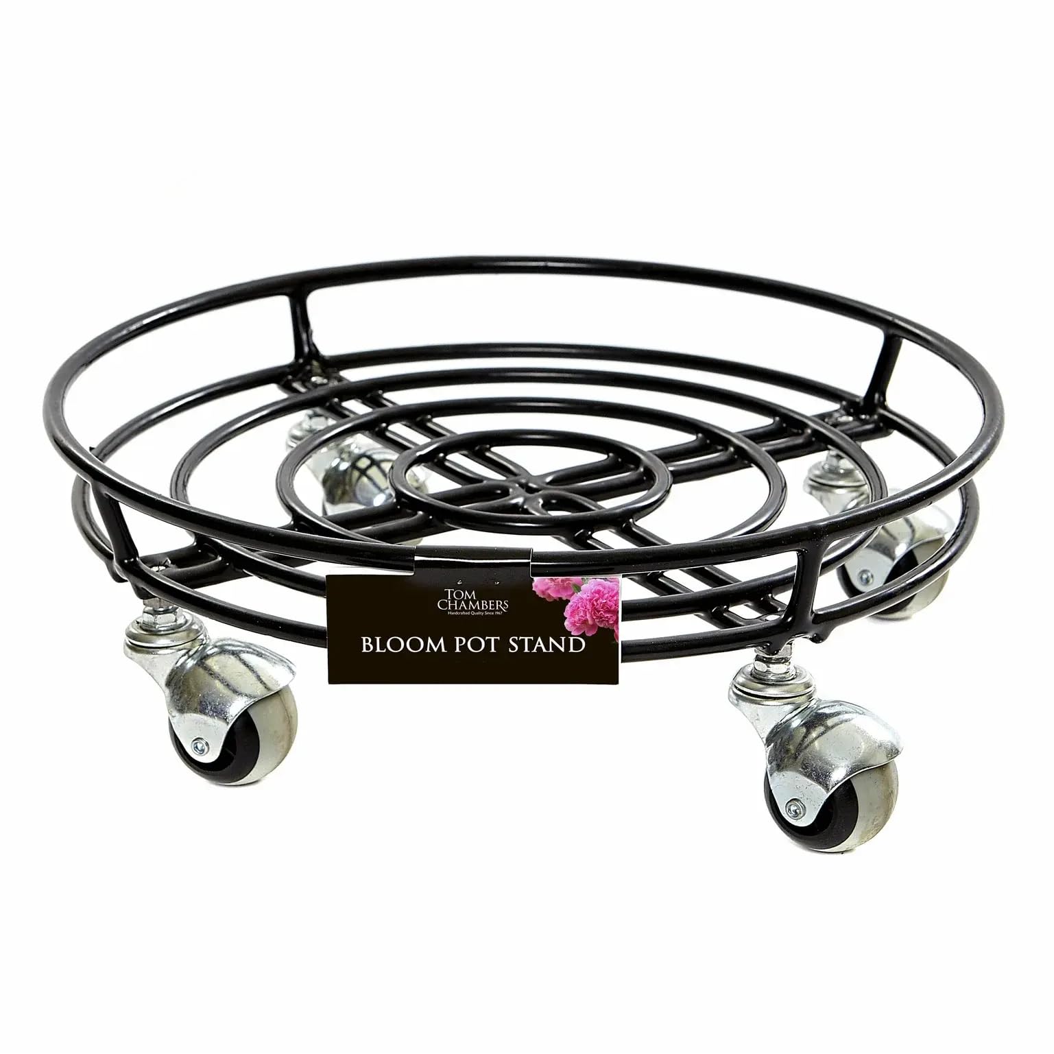 Gifts Direct 2 U Black Tom Chambers Bloom Plant Pot Stand With Castors Large