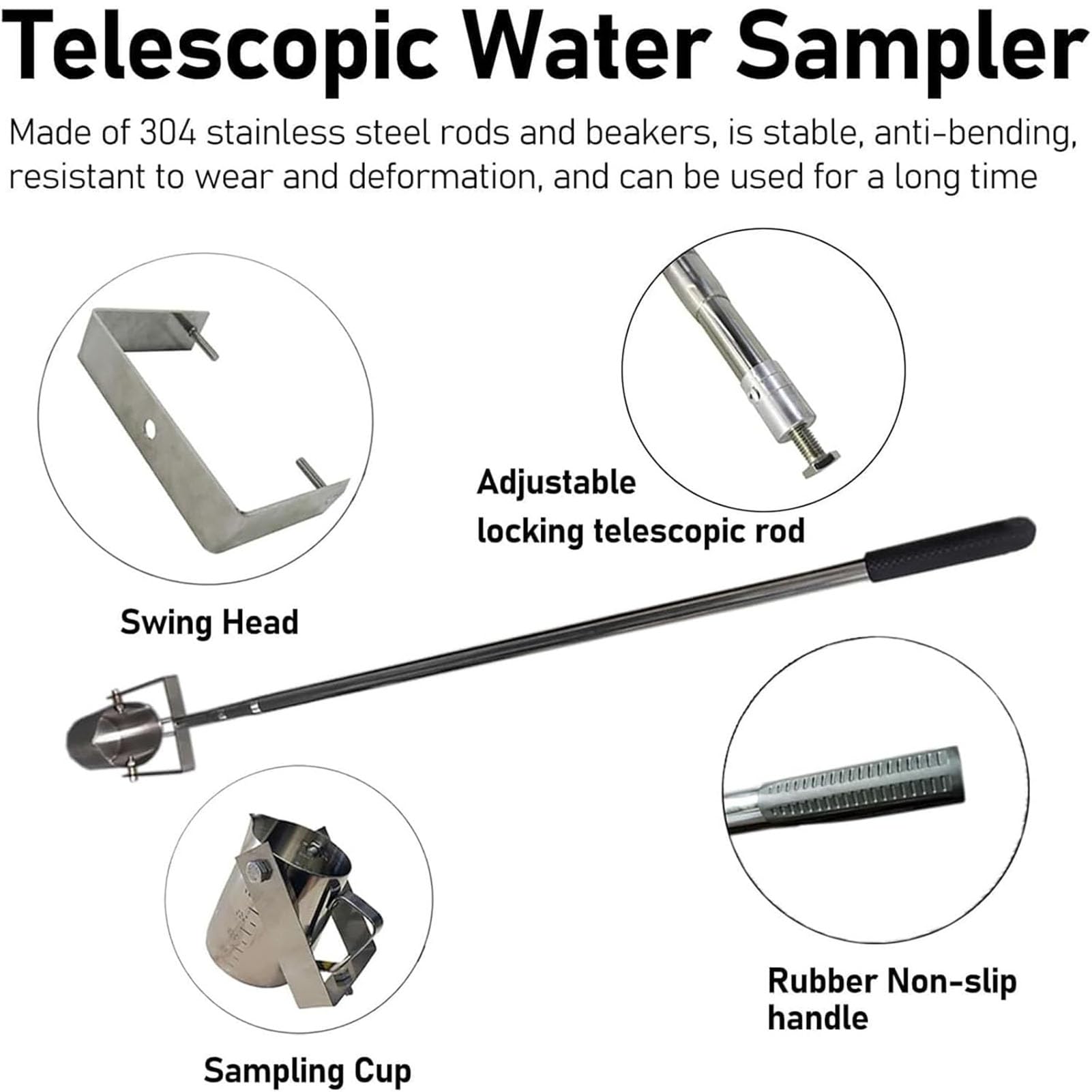 Campionatore dell'acqua Palo con il secchio per prova ambientale, progettazione verticale dell'oscillazione per le applicazioni del campionamento dell'acqua dello skimmer