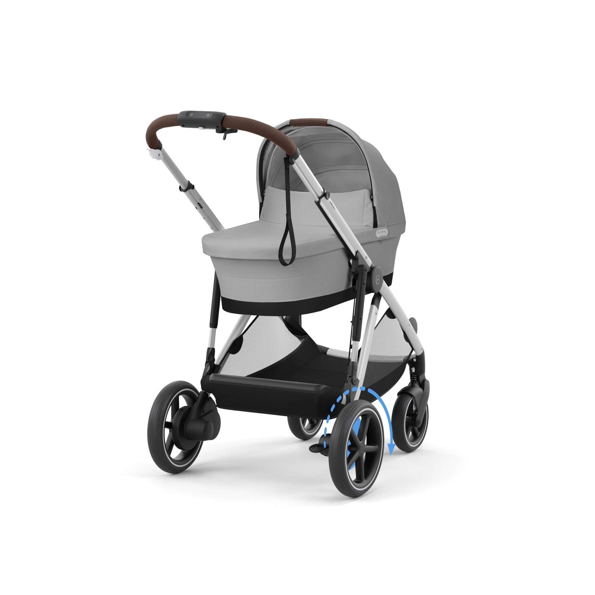 CYBEX Poussette Gold e-GAZELLE S, De la naissance à environ 4 ans, Max. 22 kg (mode simple) / 2x 22 kg (mode Duo), Système tout-en-1 avec propulsion électrique et 20+ configurations, Gris pierre