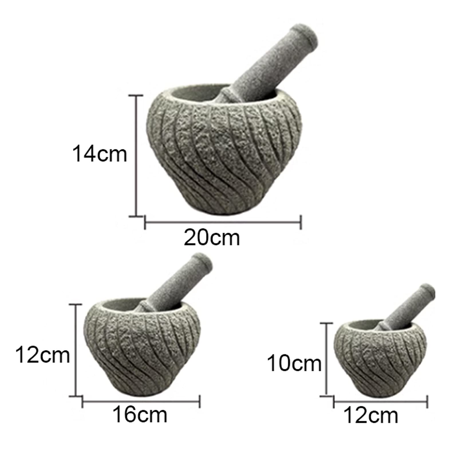 Knoblauchpresse Edelstahl Mörser- und Stößel-Set, unpolierter schwerer Granit, Mörser und Stößel, verbesserte Leistung und organisches Aussehen, Pillenbrecher, Gewürzmühle Knoblauchzerkleinerer(Groß)