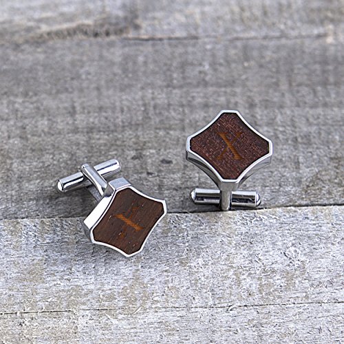 Mancornas personalizadas de acero inoxidable con rojo Redwood miniatura 3