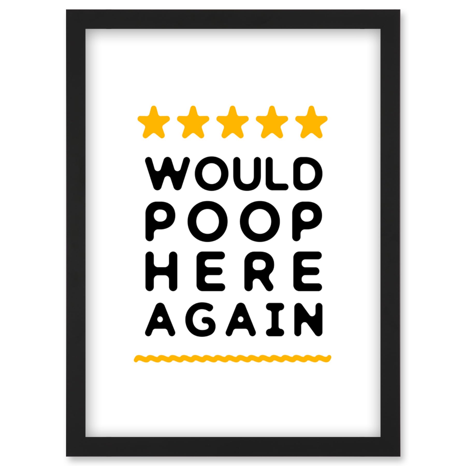 Artery8 - Framed Wall Art Print - Funny Toilet Sign - A4 Size - Black/Light