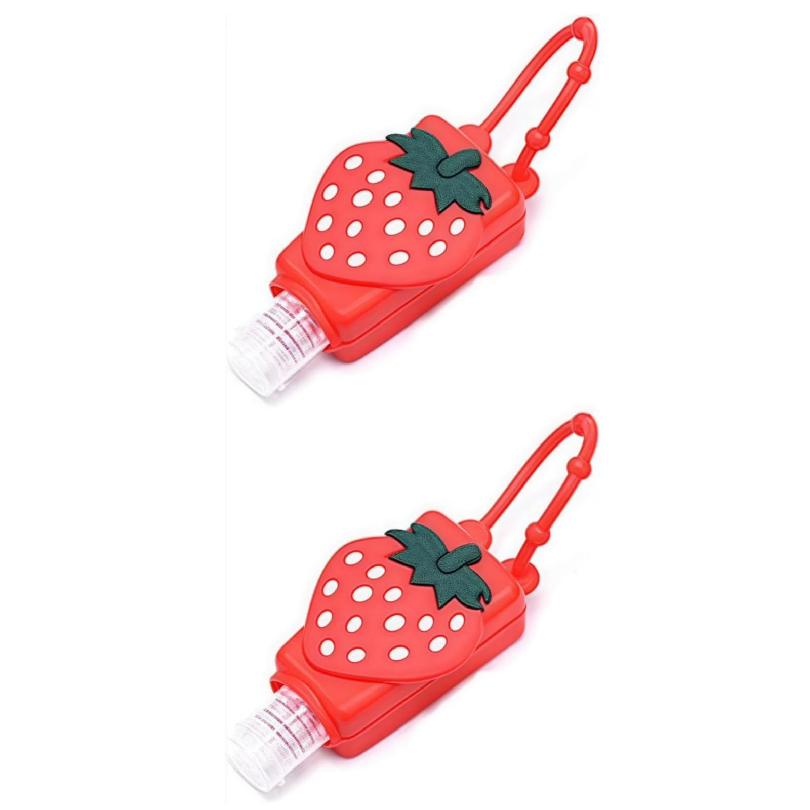 Rzcin Red 2 Pcs Strawberry Empty Travel Bottle Hand Sanitizer, Refillable Bottle Cosmetic Container For Cosmetic Containers, Silicone Case Keychain Carrier, Portable Travel Containers Tools