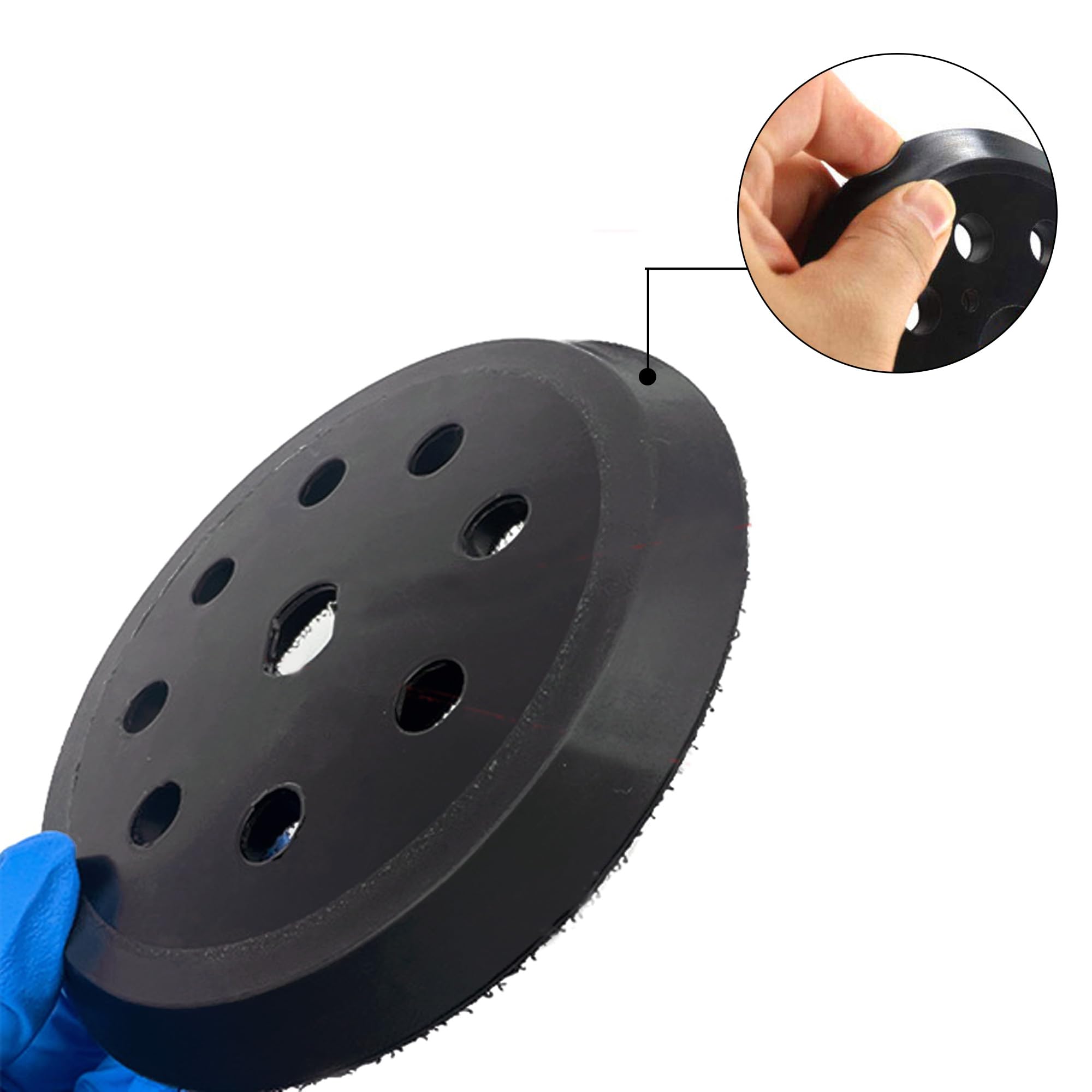 Pattino Di Levigatura 125mm 8 Fori Per Black & Decker BD190, KA190E, SPEC375 – Ricambio Con Gancio E Fibbia - 3