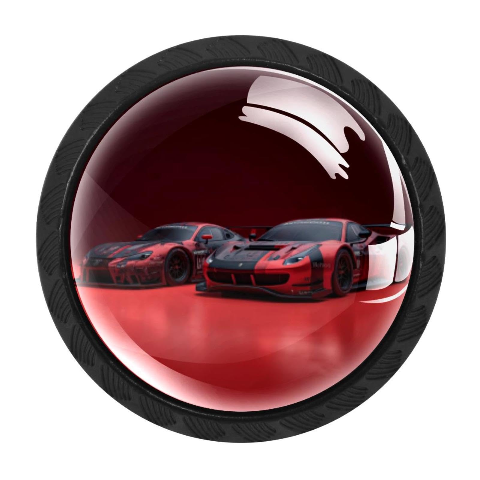CHENZZZZ 4 Pack Black Red Black Racing Cars Kitchen Handles, Cabinet Pulls Hardware for Cupboard Drawer Knobs Dresser Pulls