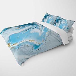 YANFENQI King Oversized Duvet Cover Blue Imitation Marble Mid Century Modern Bedding for Kids Teens Adults (King,104