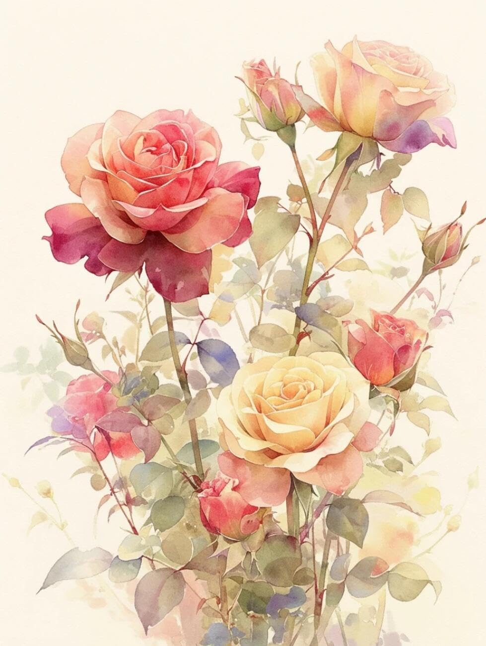 RKFLGEW Flowers 14CT Stamped Cross Stitch Kit Fantasy Rose Cross Stitch Starter Set for Adults DIY Needlepoint Kits Embroidery Patterns Home Decoration 40x50cm