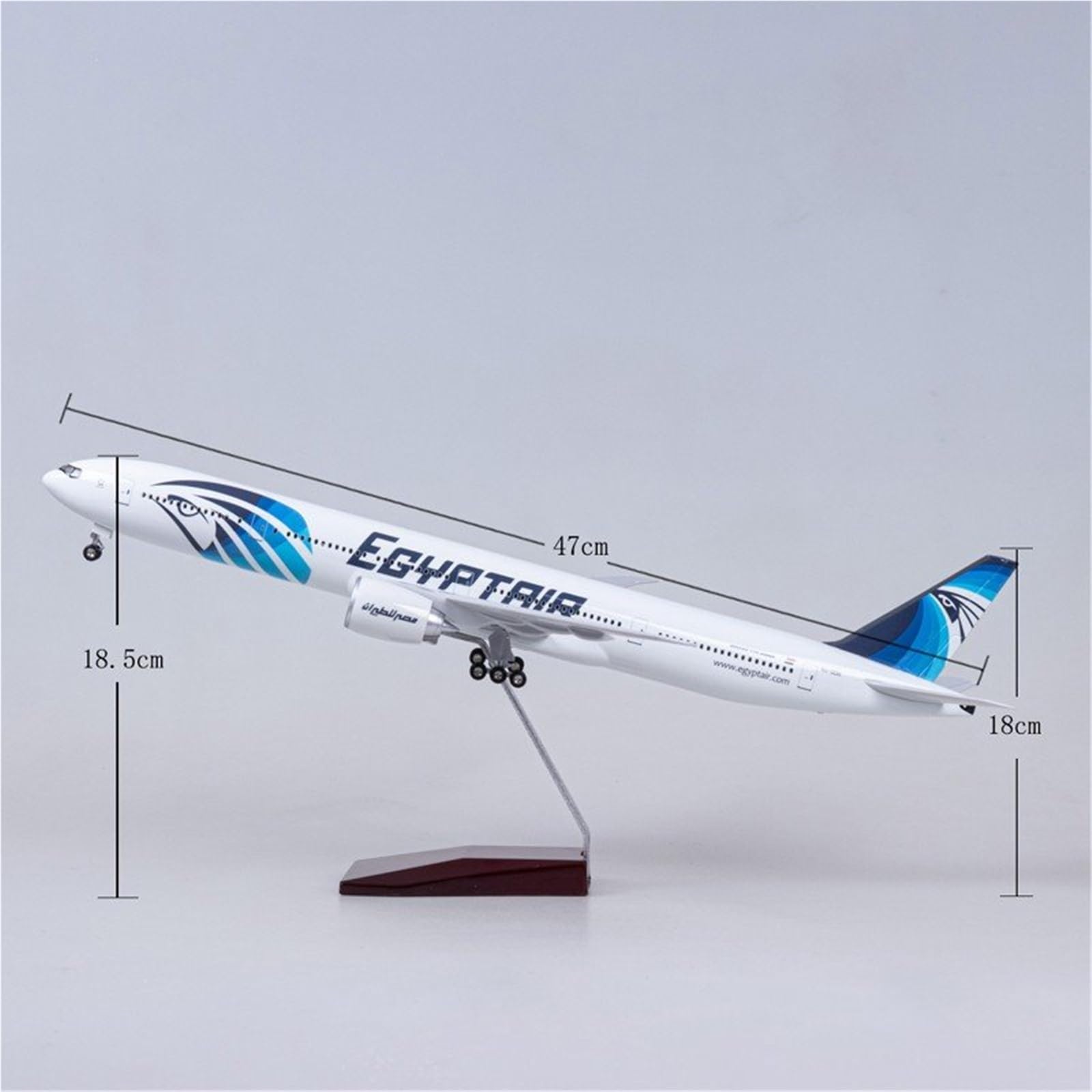 Feng Shui， Repliki modeli samolotów Replika samolotów cywilnych w skali 1/157 47 cm EgyptAir dla modelu samolotu Boeing 777 do wyświetlania miniaturowego w lotnictwie (bez światła)