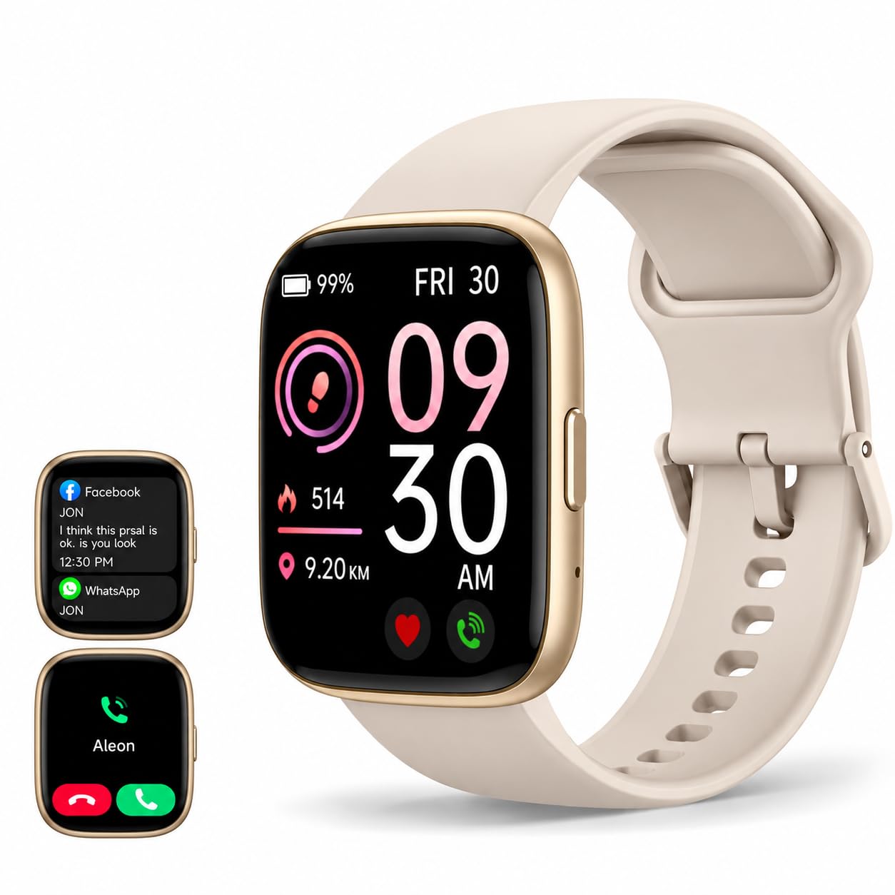 VRPEFIT - Smartwatch Hombre/Mujer, notificaciones Whatsapp, Pantalla táctil 1.8" HD, Llamadas Bluetooth, Ritmo cardíaco, SpO2, sueño, 100+ Modos Deportivos, IP68, Android/iOS