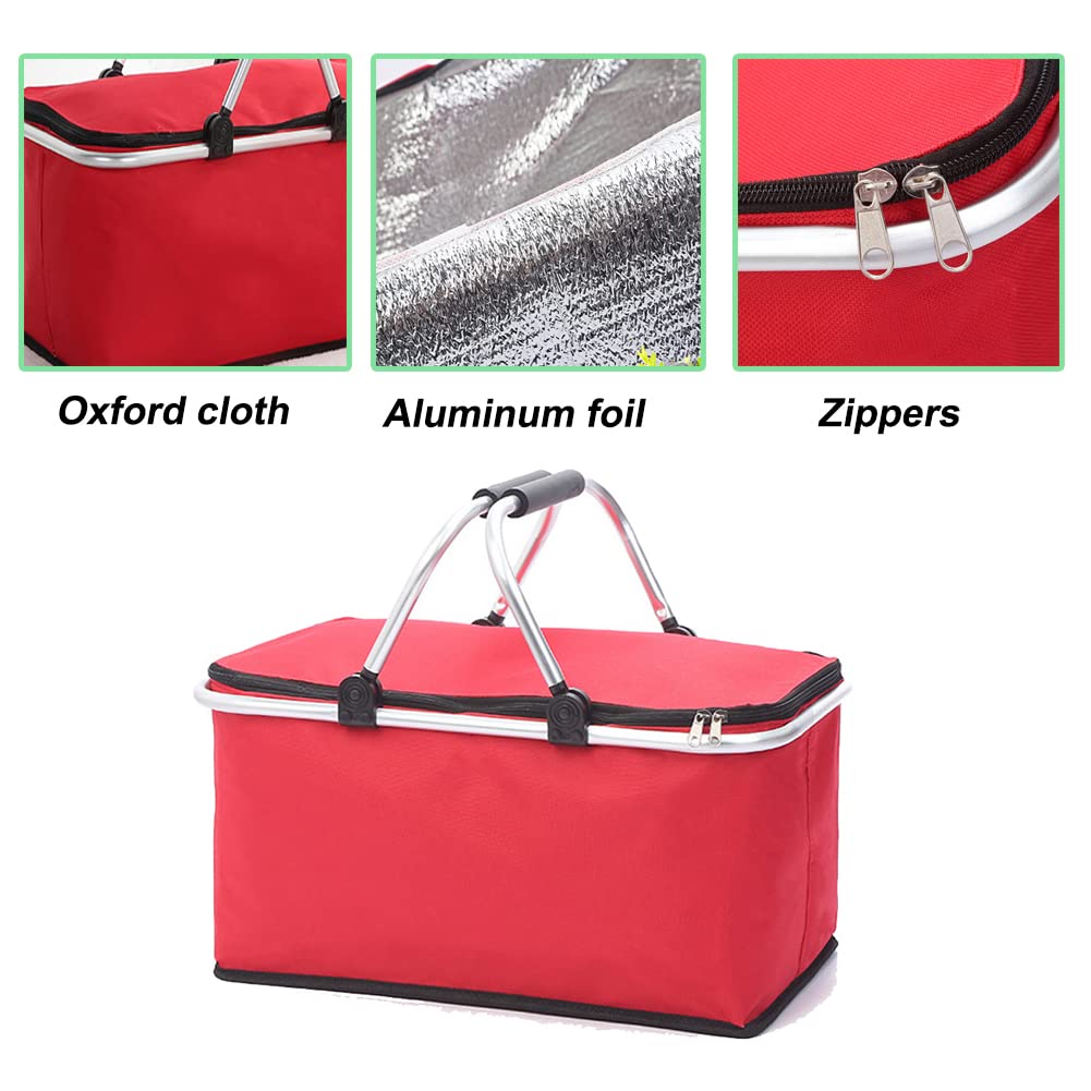 Bolsa térmica de 30 l, Bolsa térmica Plegable para Almuerzo de Picnic, Bolsa térmica Grande con asa de Transporte, Bolsa térmica para Entrega de Alimentos para Acampar, Barbacoa, Compras