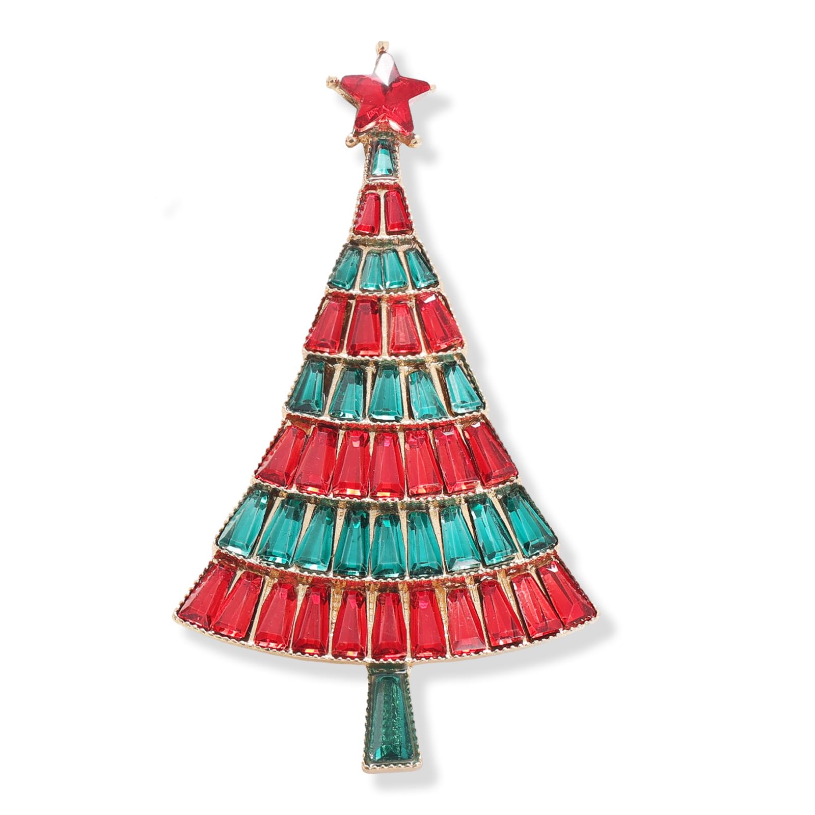 LAXPICOL Christmas Wreath Brooch for Women Flower Merry Christmas Brooch Fashion Green Red Spakly Austrian Crystal Winter Brooch Pin