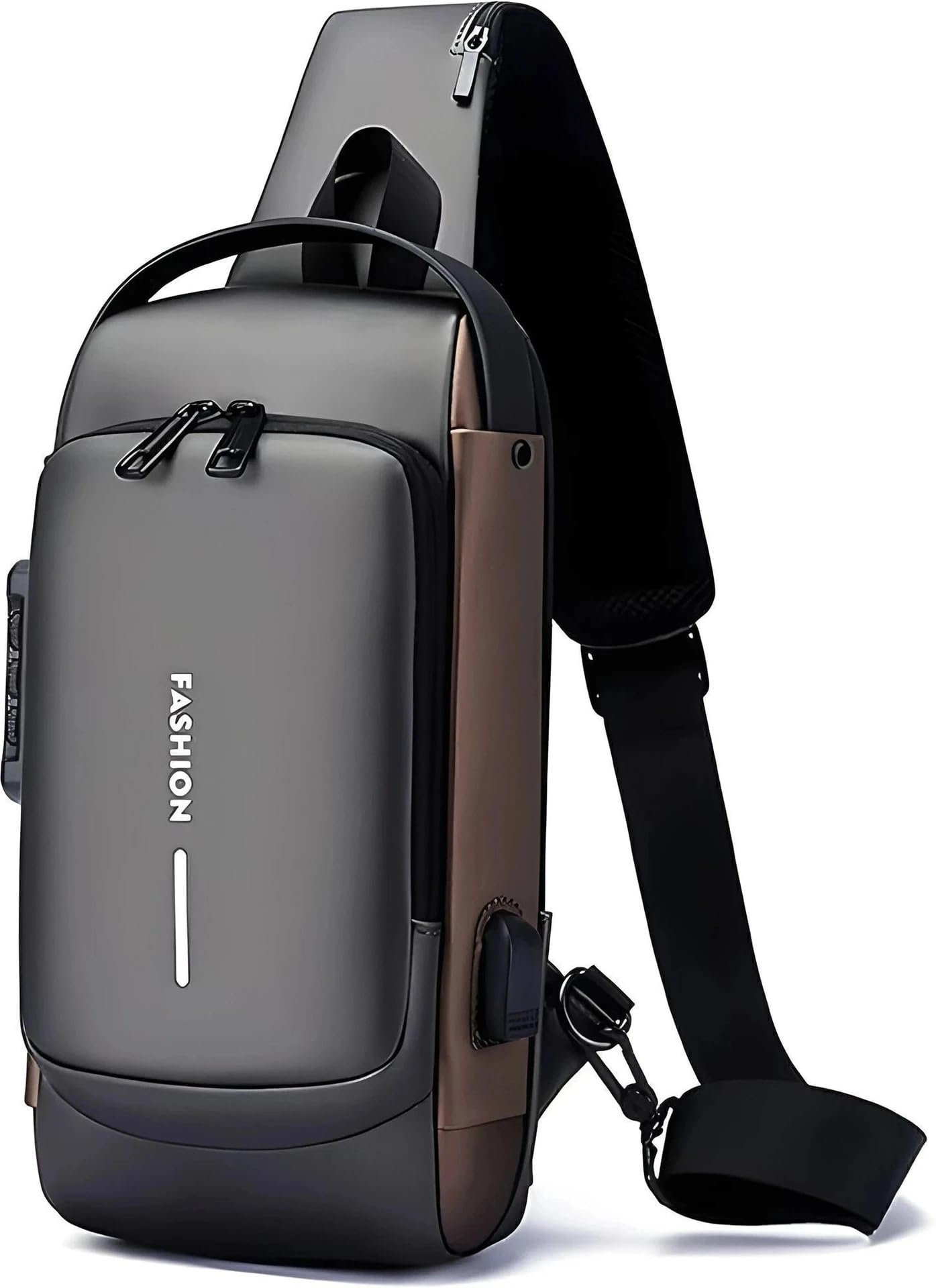 nanhi care Men's Anti-Theft Sling Bag with USB Charging Port | Water-Resistant Crossbody Chest Bag | Adjustable Shoulder Strap | Travel, Office, Bike Riding & Daily Use Backpack | Black-picture-12