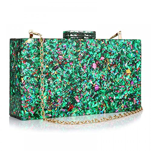Image of Gets Acrylic Purses and Handbags for Women Multicolor Perspex Geometric Patterns Box Clutch Banquet Evening Crossbody Handbag