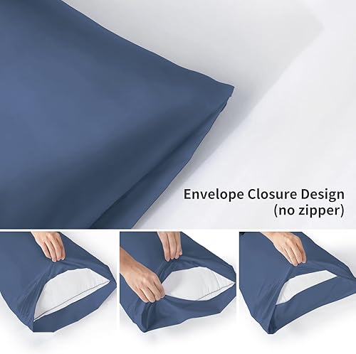 Miniatura 7 de YIYEA Juego de 4 fundas de almohada tamaño California King, ultra suaves de 1800 hilos, calidad hotelera, fundas de almohada bordadas de microfibra