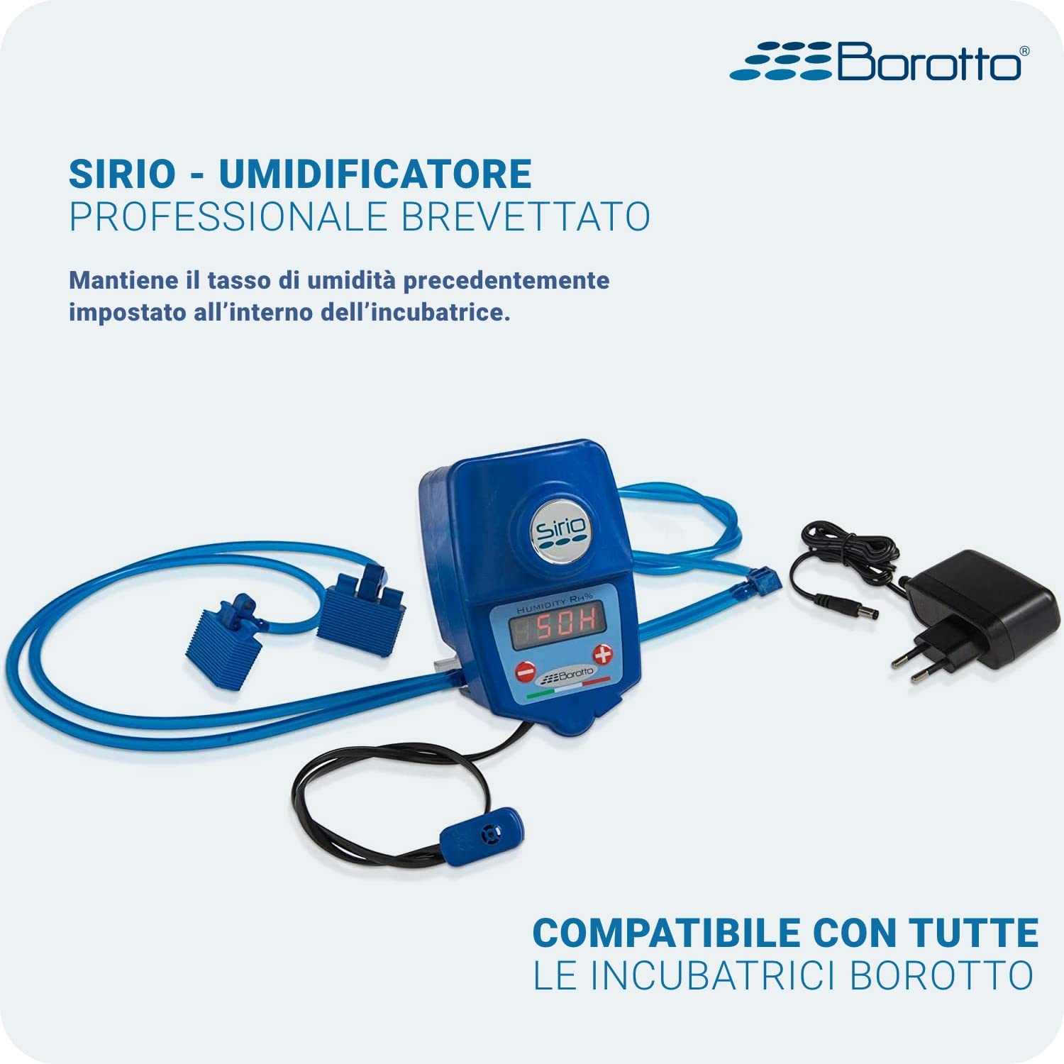 Borotto Lumia 16 Expert | Incubadora de Huevos Automática Profesional Patentada 16 Huevos o 64 Pequeños con Volteador de Huevos Automático, Control de Temperatura, Humidificador Sirio | Made in Italy