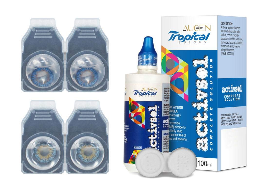 ActivSol 2 Pair Monthly Disposable Zero Power Color Contact Lenses (Blue-DarkBlue)