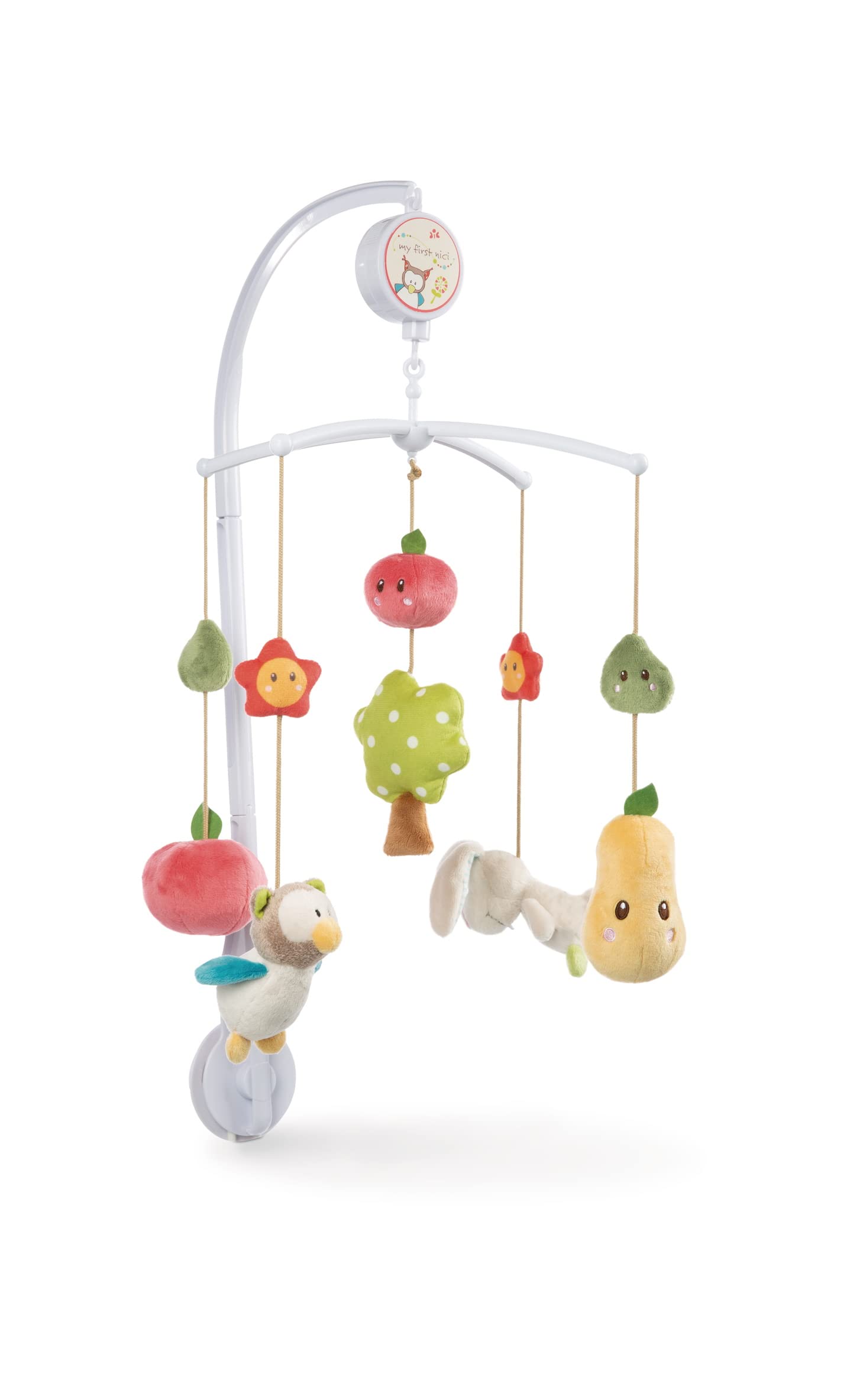 NICI Música Móvil con Conejito y Búho 40 cm, Colorido I Móviles de Bebé con 5 Figuras Extraíbles y Accesorio de Cama, en Embalaje de Regalo I Accesorios de Cama de Cuna - 48511