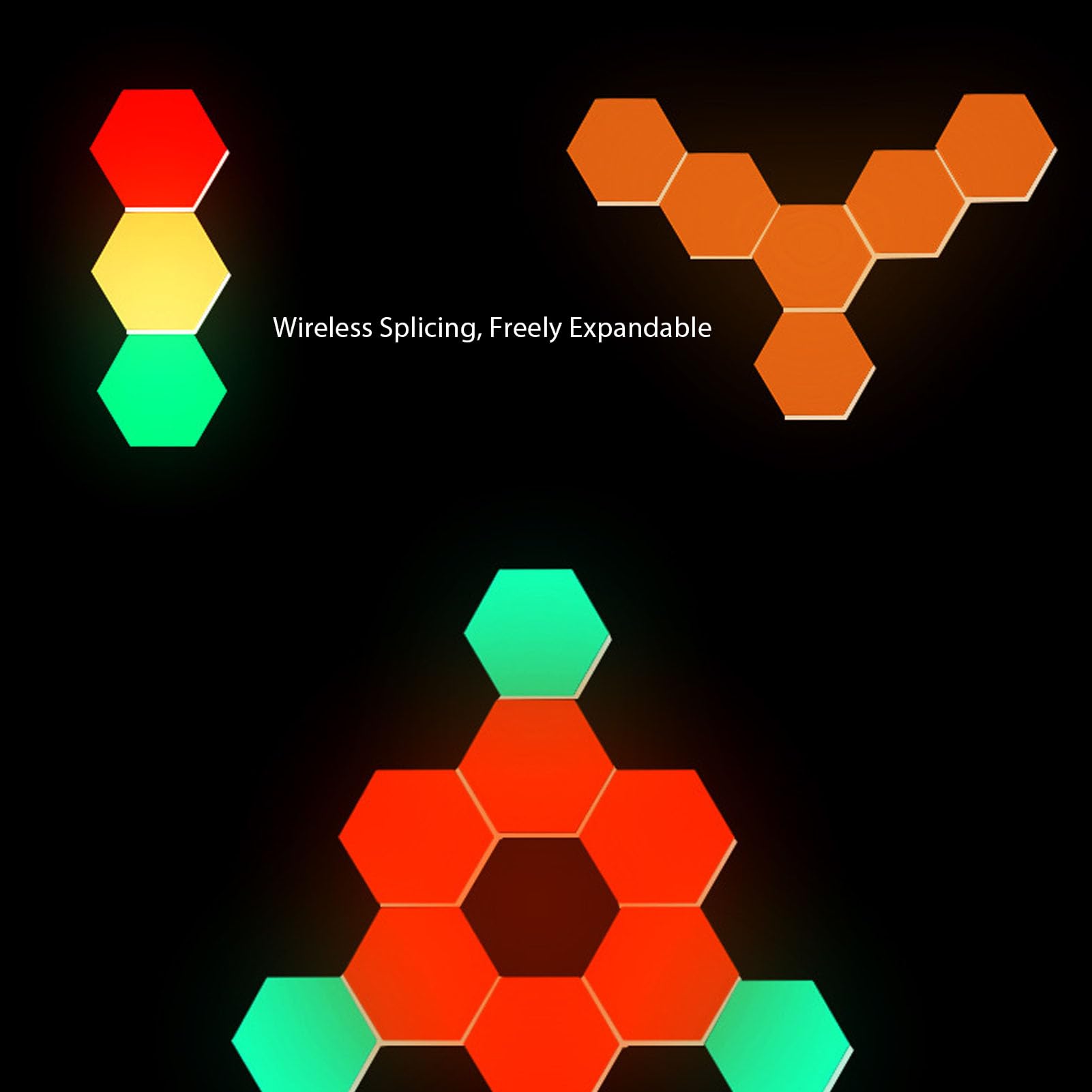 12 Pack Heksagon Wall Light, RGB Gaming Light