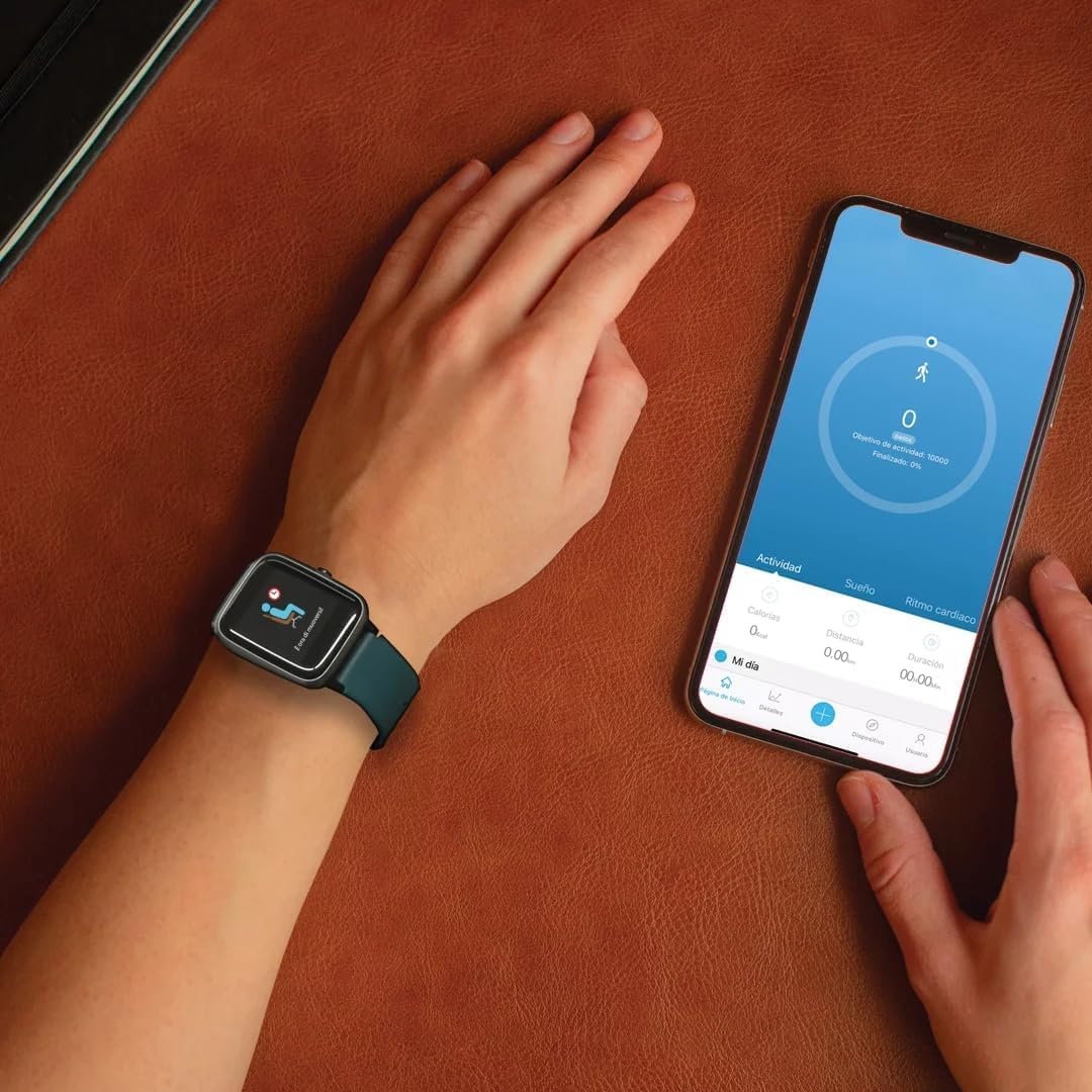 TECHMADE MOVE Smartwatch Unisex con Contapassi, Frequenza Cardiaca, Sonno, Sport CON GPS INTEGRATO, per attività in door e out door | Android e iOS (cinturino nero con riga rossa)