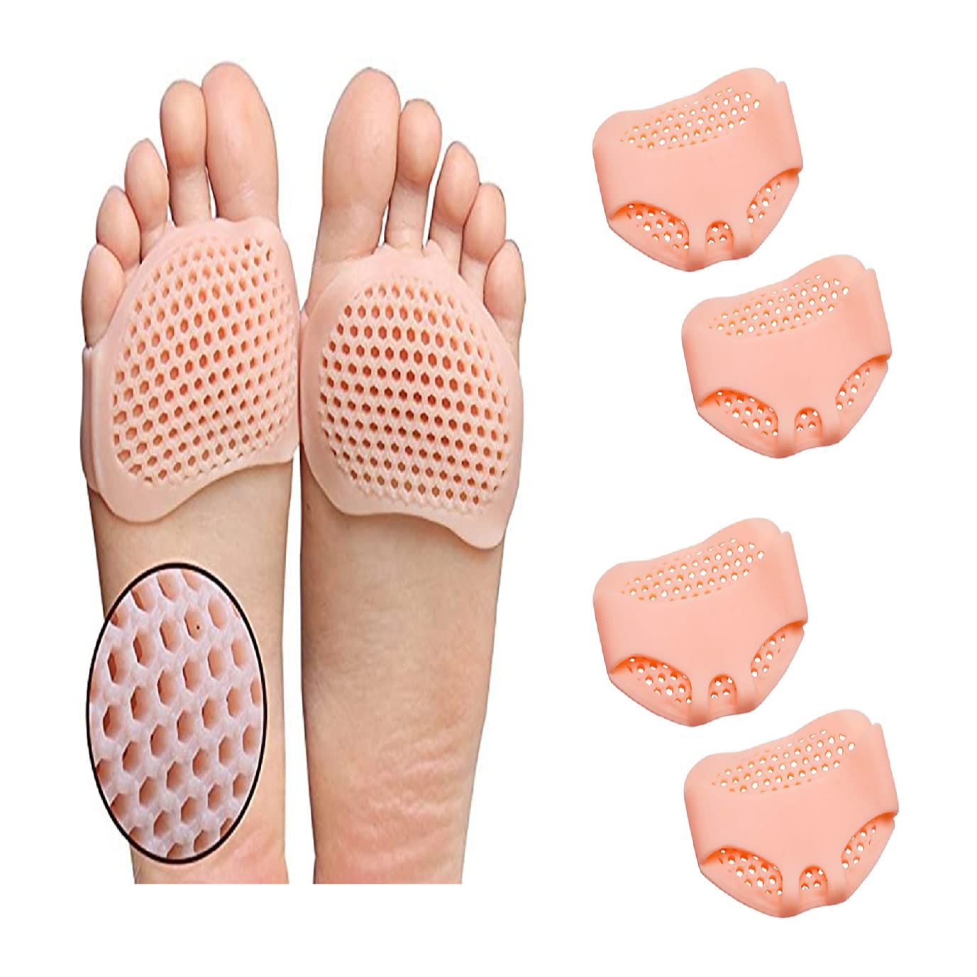 MORTON DAVIES Silicone Metatarsal Pads Soft Forefoot Pad for Foot Pain Relief Gel Forefoot Cushion for Women and Men (2 Pairs)