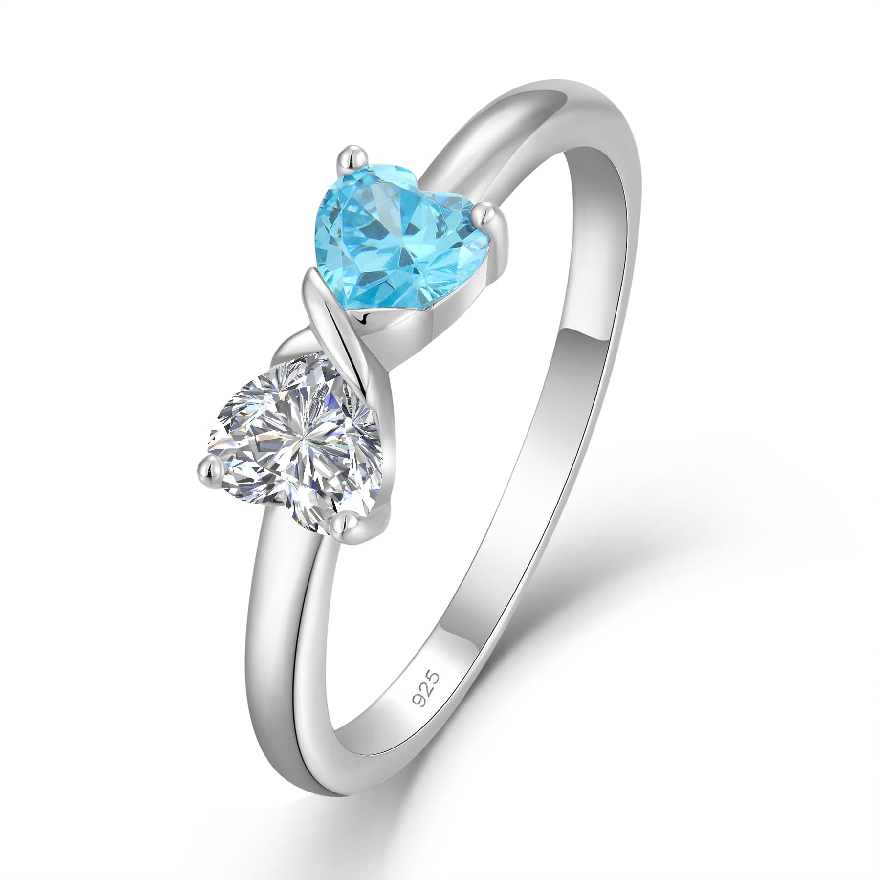 starchenie Anillo Mujer Plata de Ley 925 con Circonita Corazón lazo Promesa Joyeria Aniversarios San Valentín