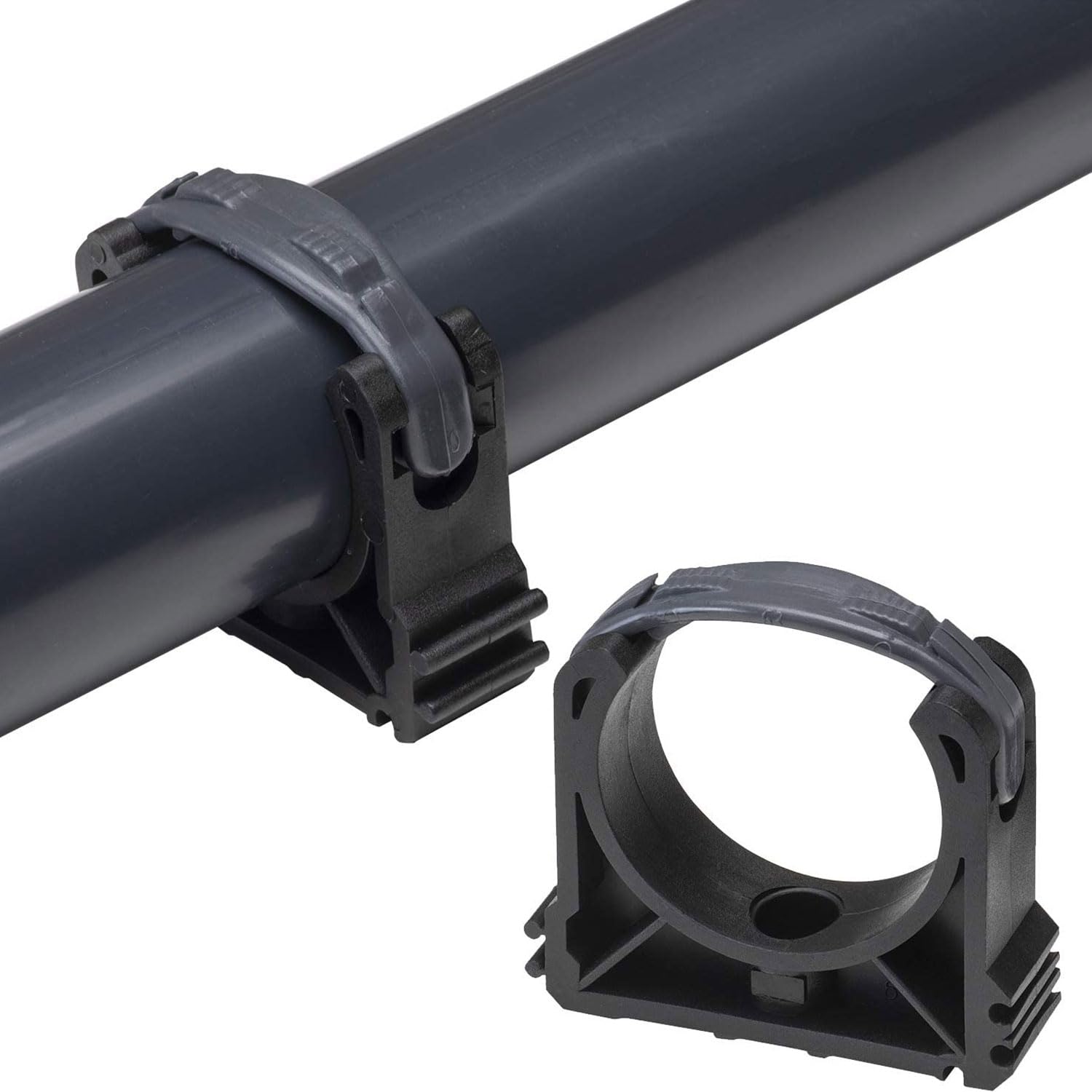 Clip Per Tubi In Plastica Nera - 50 Pezzi Da 16 Mm, Per Fissaggio Cavi E Tubi, Senza Filettatura - Foto 12