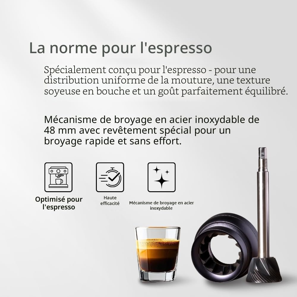 1Zpresso J-Ultra Moulin à café manuel gris fer, fraise conique, poignée pliable, tasse magnétique de 40 g, réglage numérique fin, efficacité de broyage plus rapide, idéal pour expresso (gris fer)