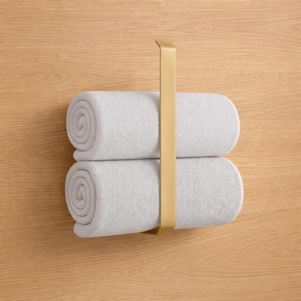 Toallero sin taladrar, Juego de 2 Unidades, Color Dorado, Ancho de 30 cm, Barra de Toalla de baño de Pared, Ganchos de Pared, Accesorios de baño 30 x 20 x 6 cm
