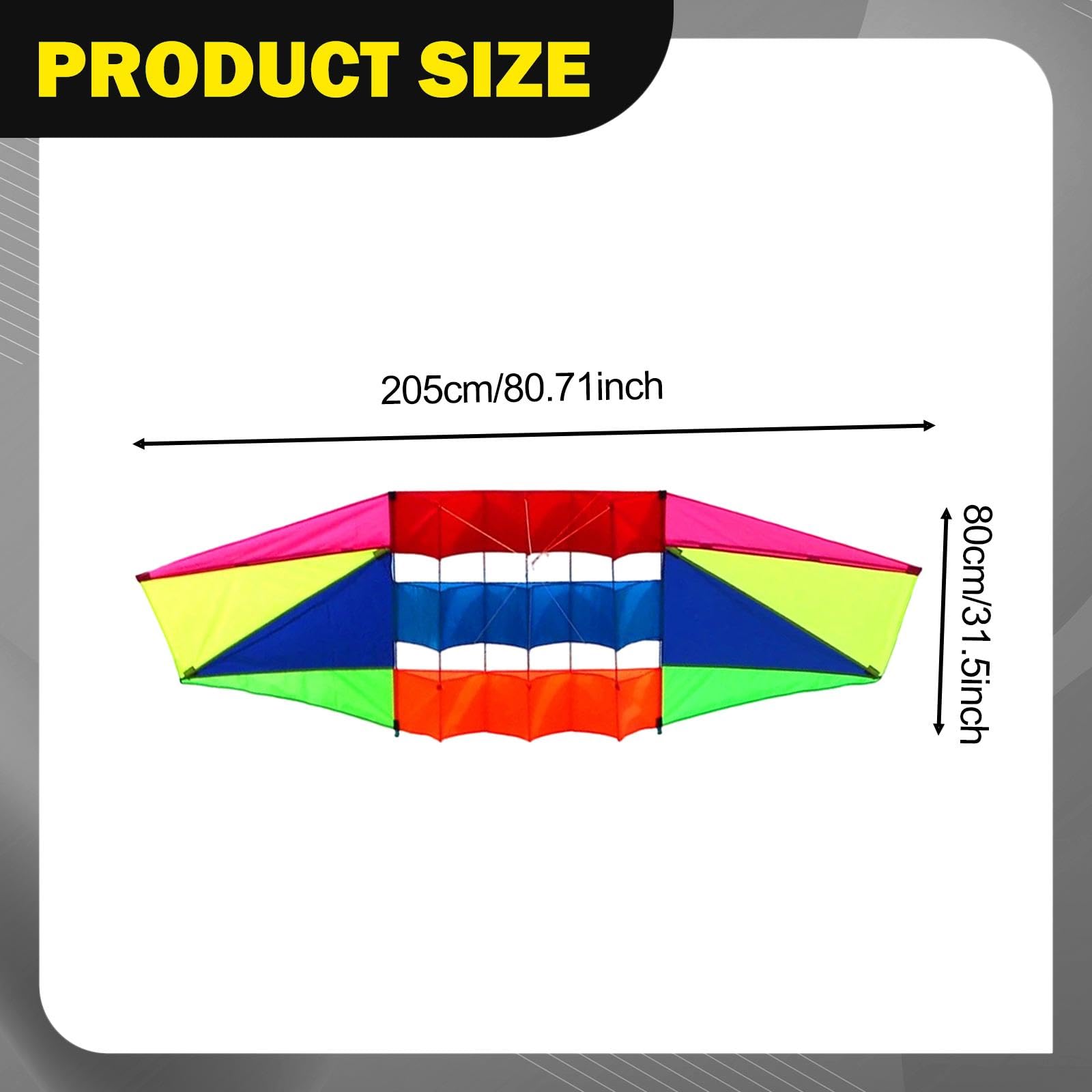 Cometa Grande para Niños y Adultos, 205 cm x 80 cm (80.7 x 31.5 Pulgadas), Paracaídas de Tela Resistente, Cometa de Playa con 100m de Cuerda