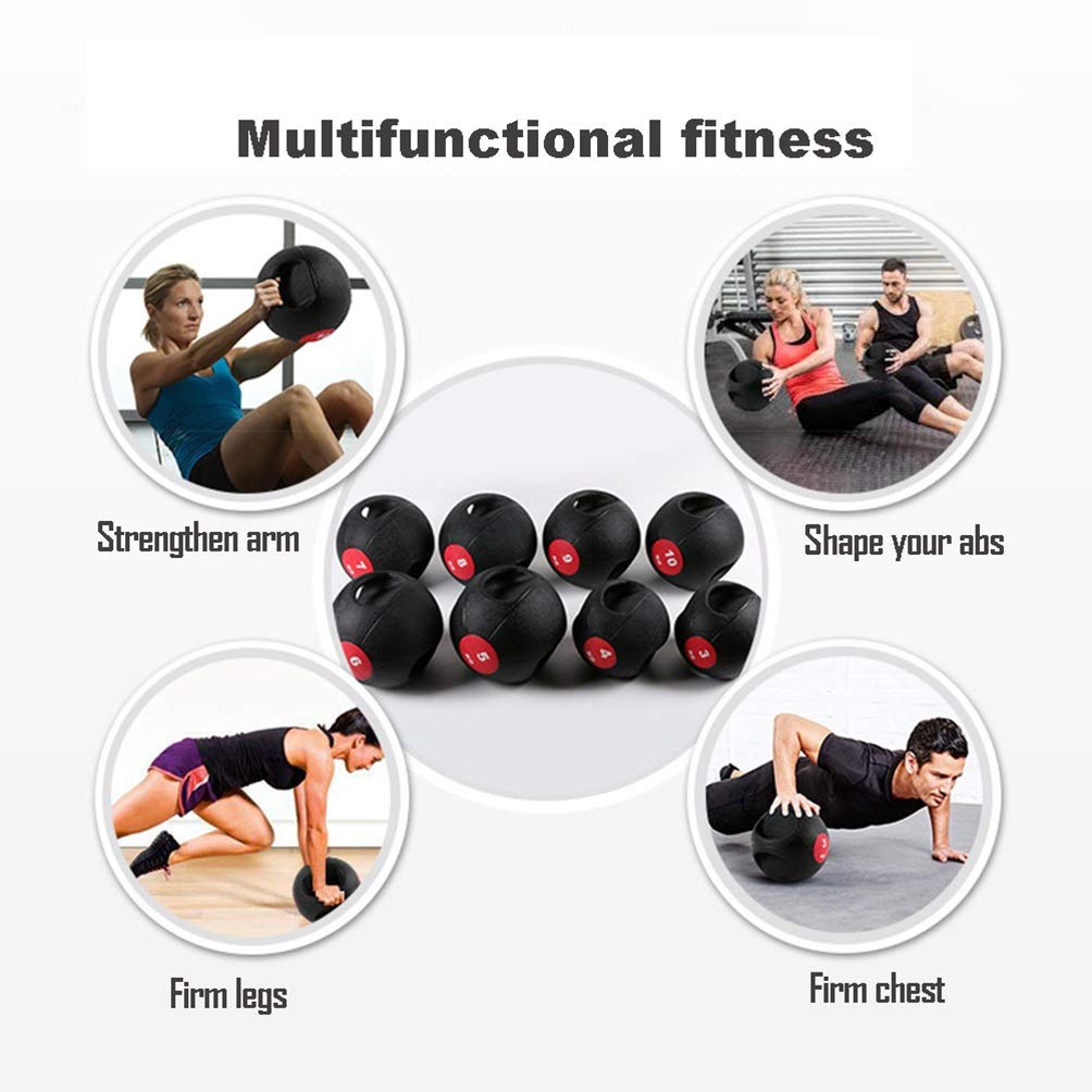 Pelota Medicinal Medicina Bola, Bola elástica con la manija, la Gravedad de la Bola, la Cintura y la Bola del Balance Abdomen, con Boquilla Anti-Fugas, 3KG/4KG/5KG/6KG/7KG/8KG/9KG/10KG