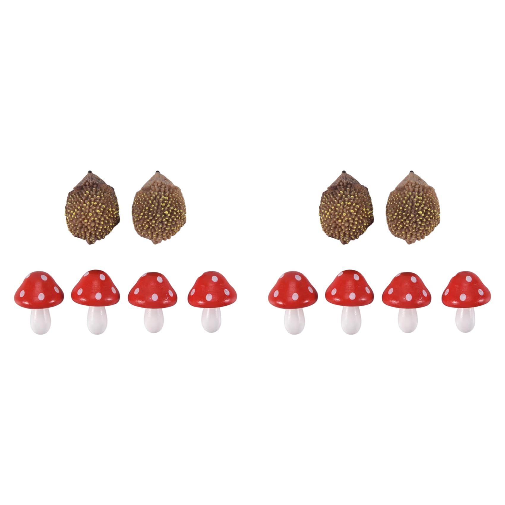 Vjsujehgy 2 Set Garden Fairy Accessories Resin Hedgehogs and Wood Mushroom Miniature Decorations for Bonsai Craft