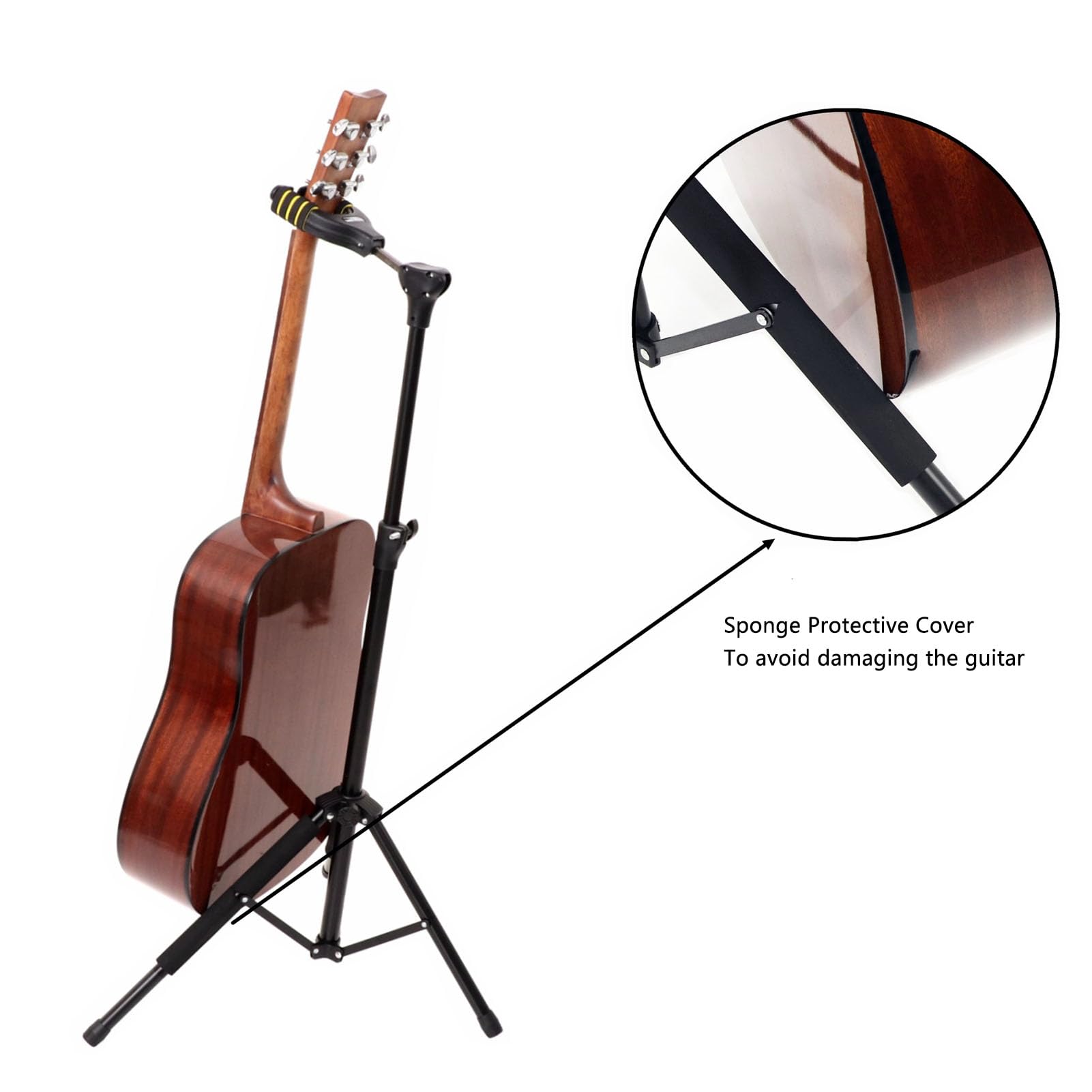 Generic Stojak na gitarę z regulacją Wysokości do Akustycznego Elektrycznego Ukulele Basowego, Składany Statyw z metalową konstrukcją z automatyczną blokadą grawitacyjną
