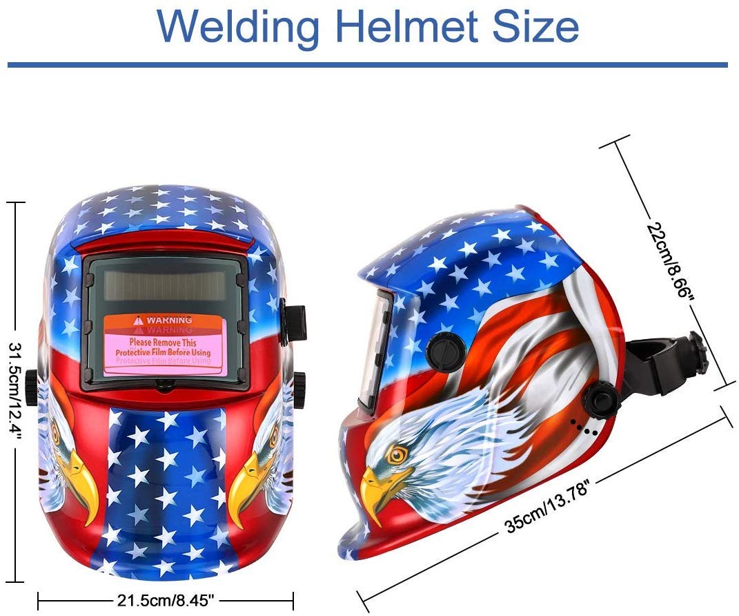 Casco per saldatura, maschera per saldatura, casco per saldatura solare automatico per applicazioni MIG/MAG/TIG/rettifica/saldatura ad taglio al plasma - Certificato CE/RoHS