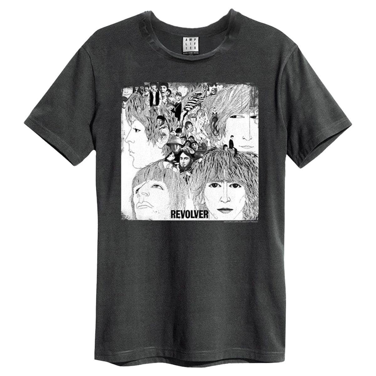Amplified Revolver The Beatles Album Artwork Graphic Tee Charcoal M